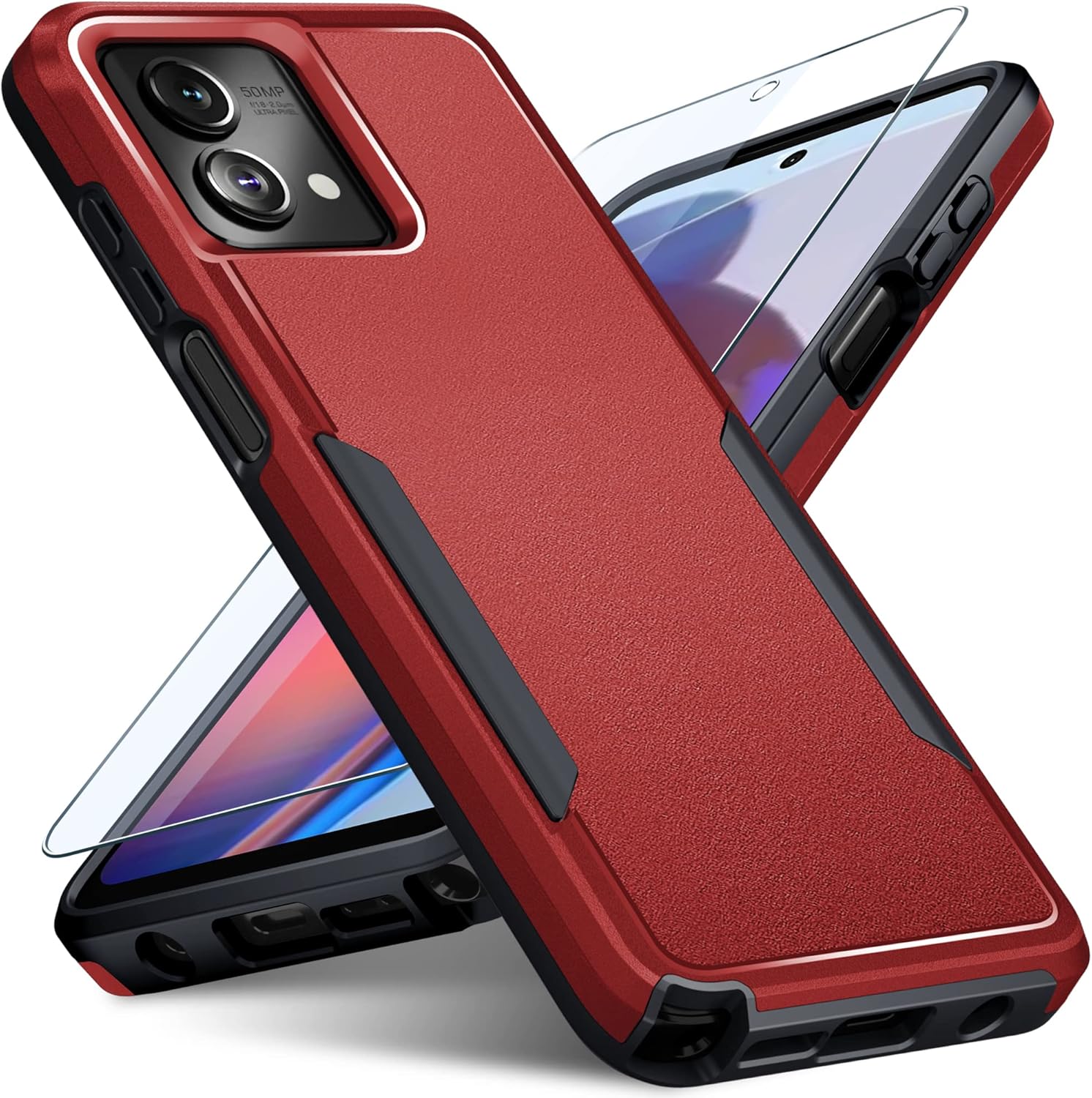Moto G 5G 2023 Case With Screen Protector - Heavy Duty Rotatable Kickstand