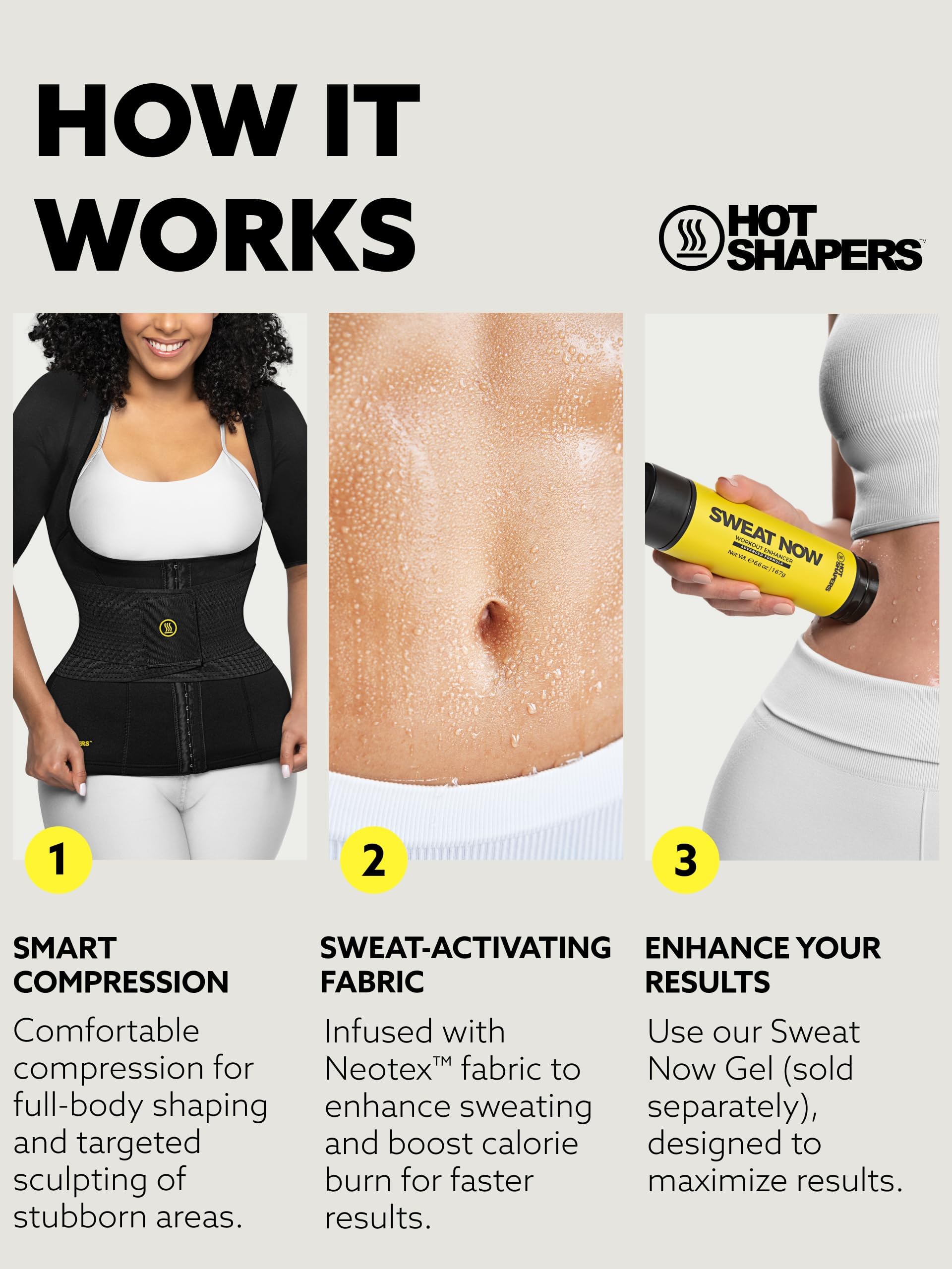 HOT SHAPERS Kit de esculpir el cuerpo con mangas para mujer - Cincher de cintura con mangas y entrenador de cintura para contorno de cuerpo completo