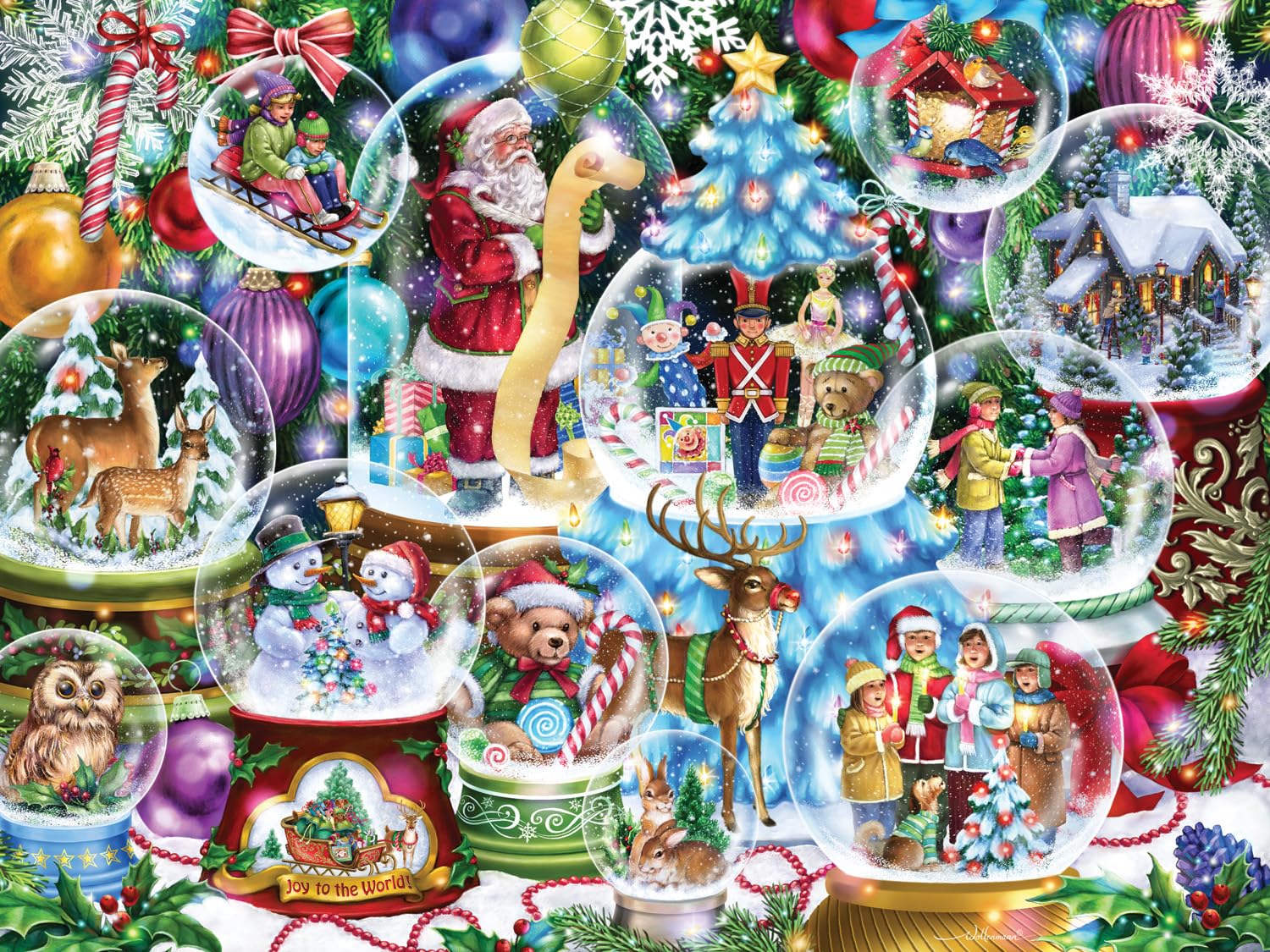 Vermont Christmas Company 'Snow Globes' Jigsaw Puzzle 550 Piece - 24" x 18" - Large Piece Christmas Puzzle for Adults & Young Adults