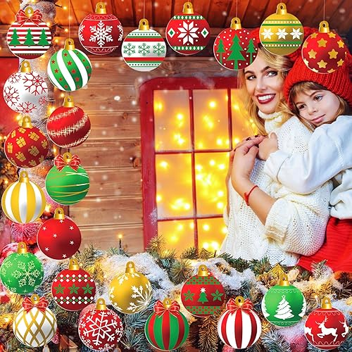 Miniatura 6 de 30 adornos de bolas de Navidad grandes, decoraciones de Navidad de plástico para árbol, interior y exterior