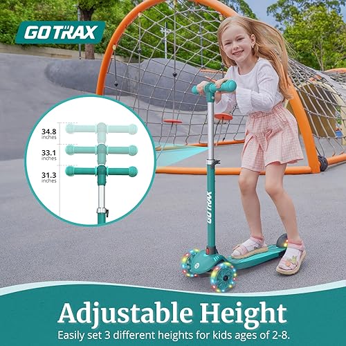 Miniatura 3 de Gotrax KS1KS3 - Patinete para niños, ruedas con luz LED y manubrio de 3 alturas ajustables, plataforma antideslizante inclinada para dirigir y