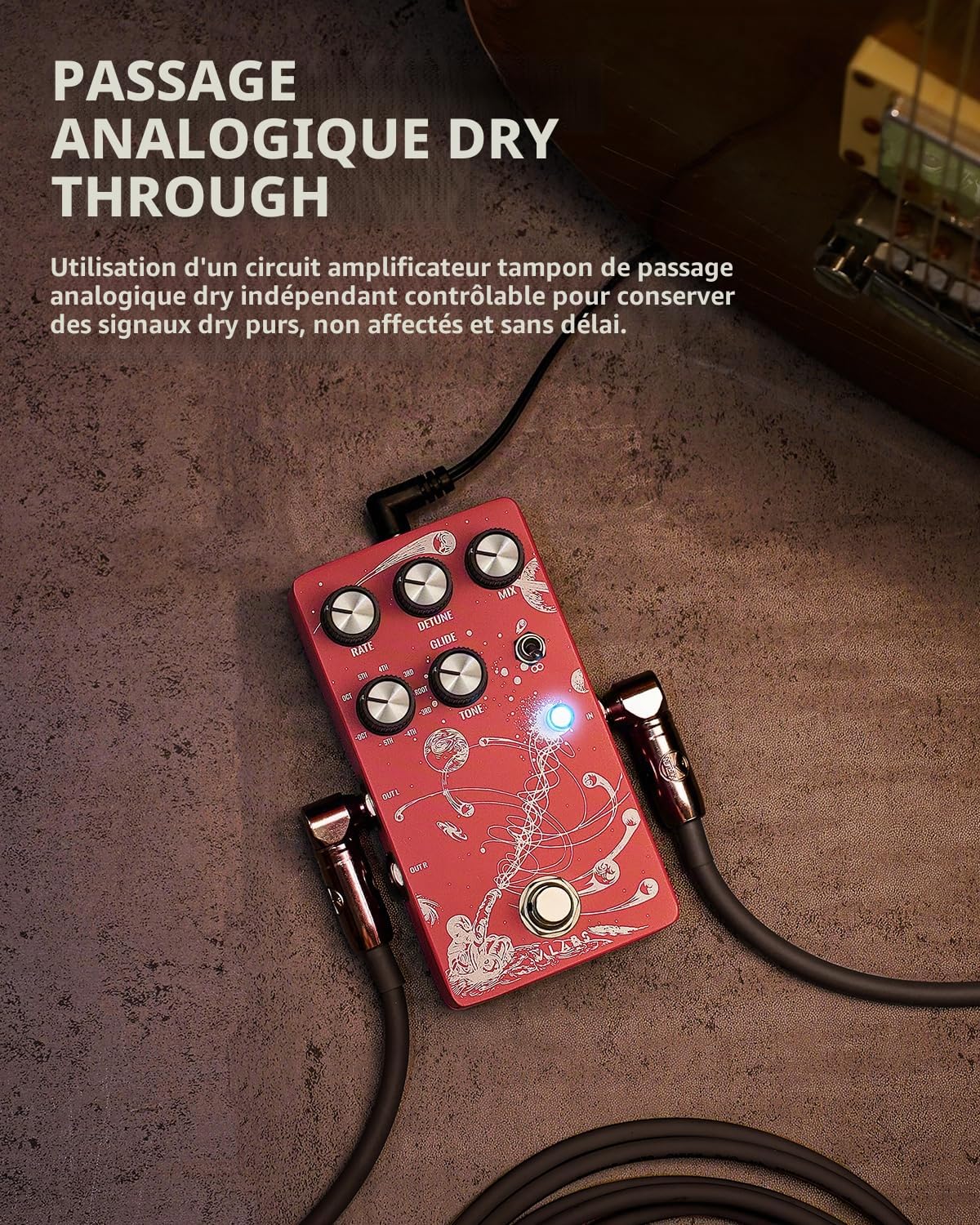 Pédale de Pitch Shifter ORBITAL pour Guitare Électrique, Pédale d'Octave avec 9 Types de Transposition, Harmonique, Circuit Analogique Dry Through, Fonctionnement Momentané, True Bypass, Stéréo Vérita