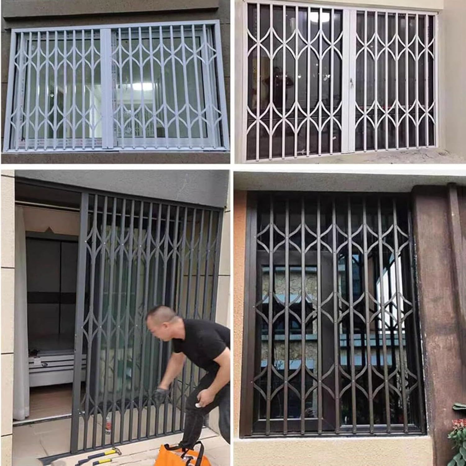 Custom Aluminum Sliding Security Window Gate, Folding Burglar Fence, Outdoor Invisible Panel for Bedroom & Office (80x140cm / 31.5x55.1in)