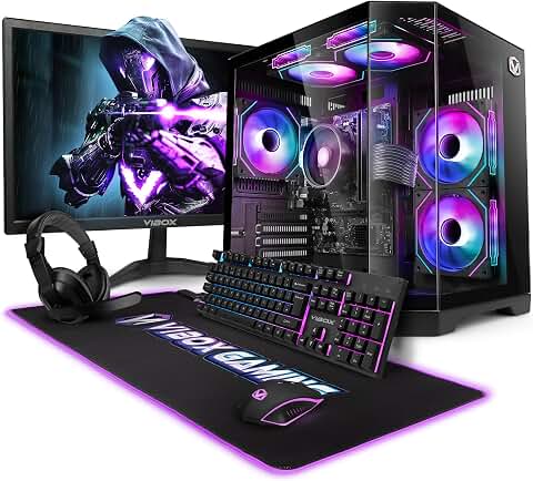 VIBOX VI-63 PC Gamer Complet • 22" Écran • AMD Ryzen 3 3200G 4 cœurs • Radeon Vega 8 • 16 Go RAM • 2 to HDD • 240 Go SSD • Windows 11 • WiFi 6 + Bluetooth 5.4