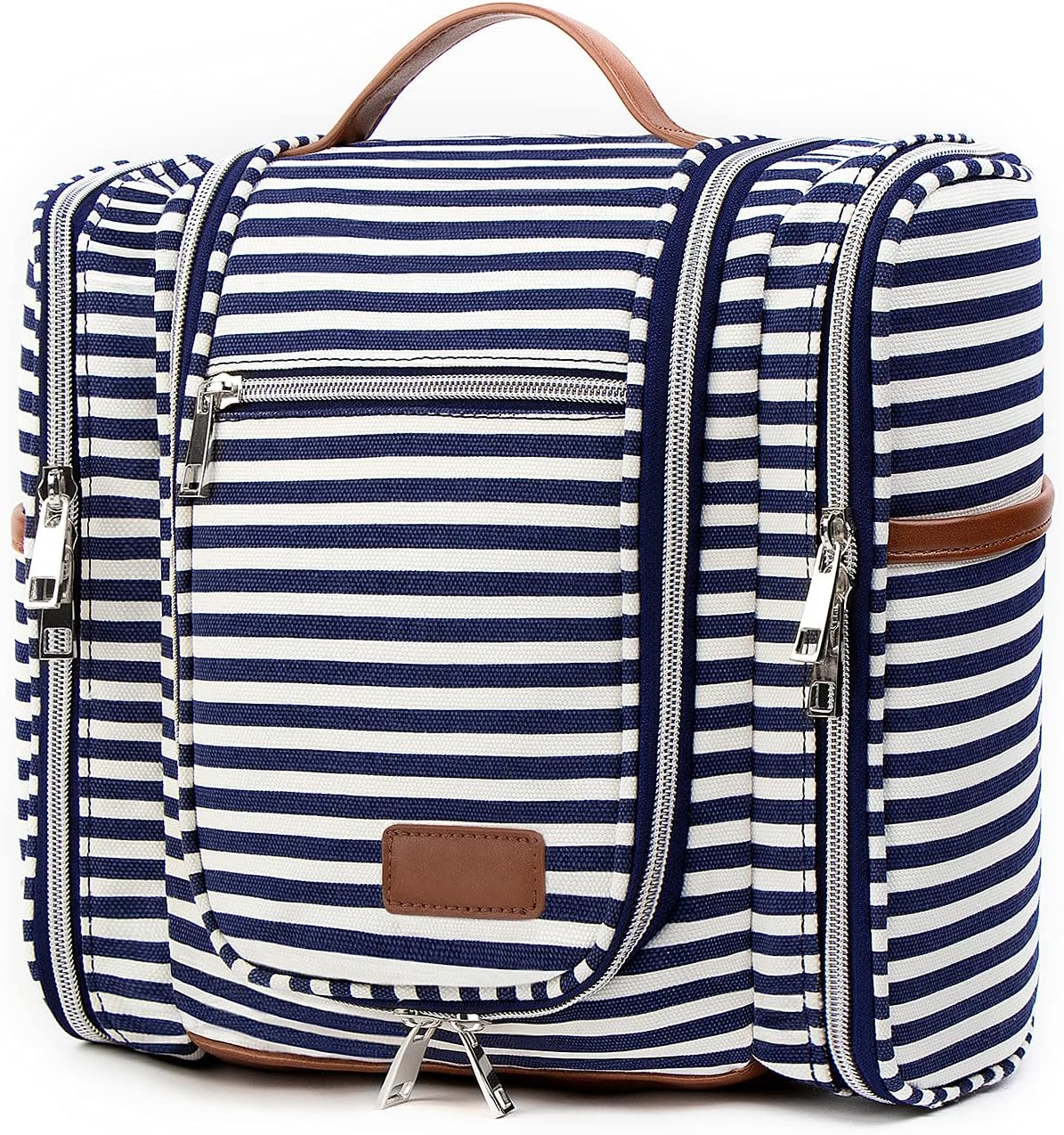 Pearl Angeli Hanging Travel Toiletry Bag for Women Men Water Resistant Travel Makeup Organizer Bag Large Capacity Travel Cosmetic Bag for Full Sized Container Toiletries, Style A - Navy