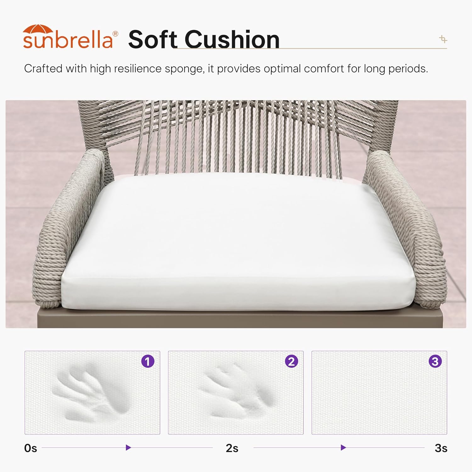 PURPLE LEAF Patio Sunbrella Counter Height Bar Stools 24" H Set of 2 Modern Rattan Bar Chairs Aluminum Stool Outdoor Wicker Barstools with Back and White Cushion for Garden Kitchen Island