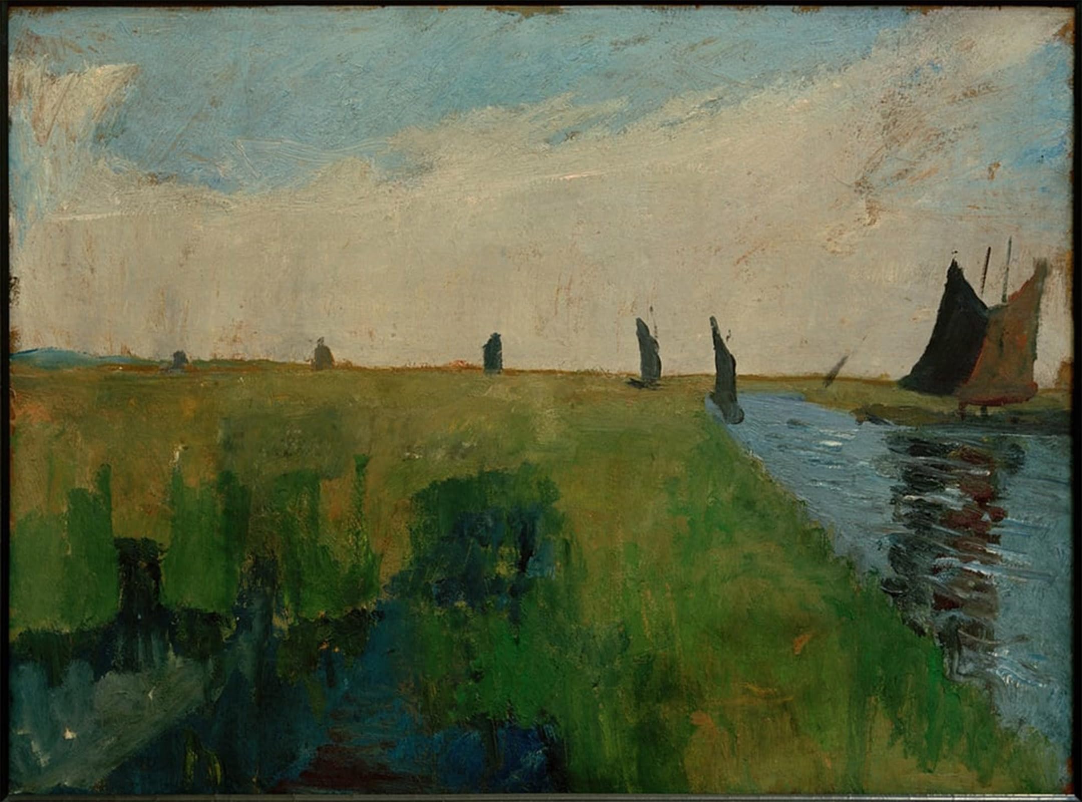 SERENDIPITP Retro Picture Poster Wall Art Pictures Painting Hamme Landscape with Peat Barges by Paula Modersohn Becker Wall Art Canvas Print for Wall Decor 60x90cm