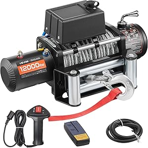 VEVOR Truck Winch 12000lbs Electric Winch 85ft/26m Steel Cable 12V Power Winch Jeep Winch with Wireless Remote Control and Powerful Motor for UTV ATV & Jeep Truck and Wrangler in Car Lift