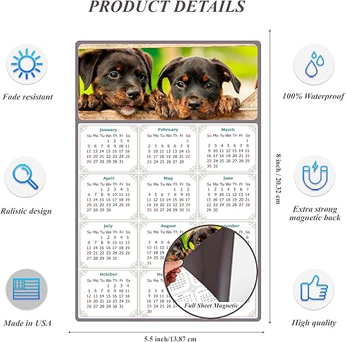 Miniatura 6 de Calendario magnético 2024  Imanes del calendario  Today is my Lucky Day  Resistente a la decoloración, desgarros y agua  Temática de perros 04 (7 x