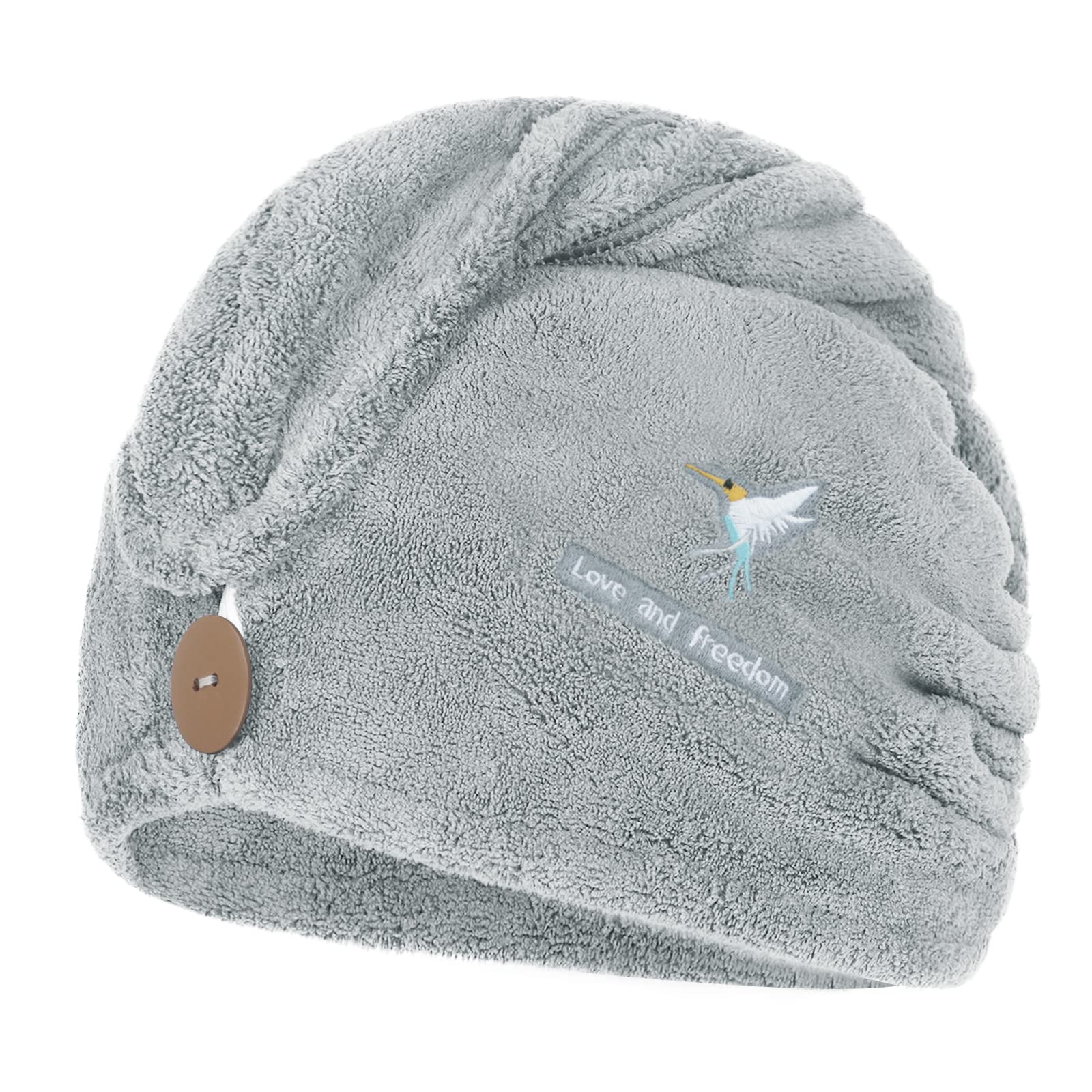 Xinchia Women's Grey Quick Dry Hair Turban Towel Wrap For - Super Absorbent Velvet Hair Drying Cap