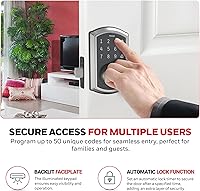 Vista 8 de Honeywell Cajas fuertes y cerraduras de puerta – Cerradura de puerta de entrada sin llave con teclado de pantalla táctil – Cerradura inteligente