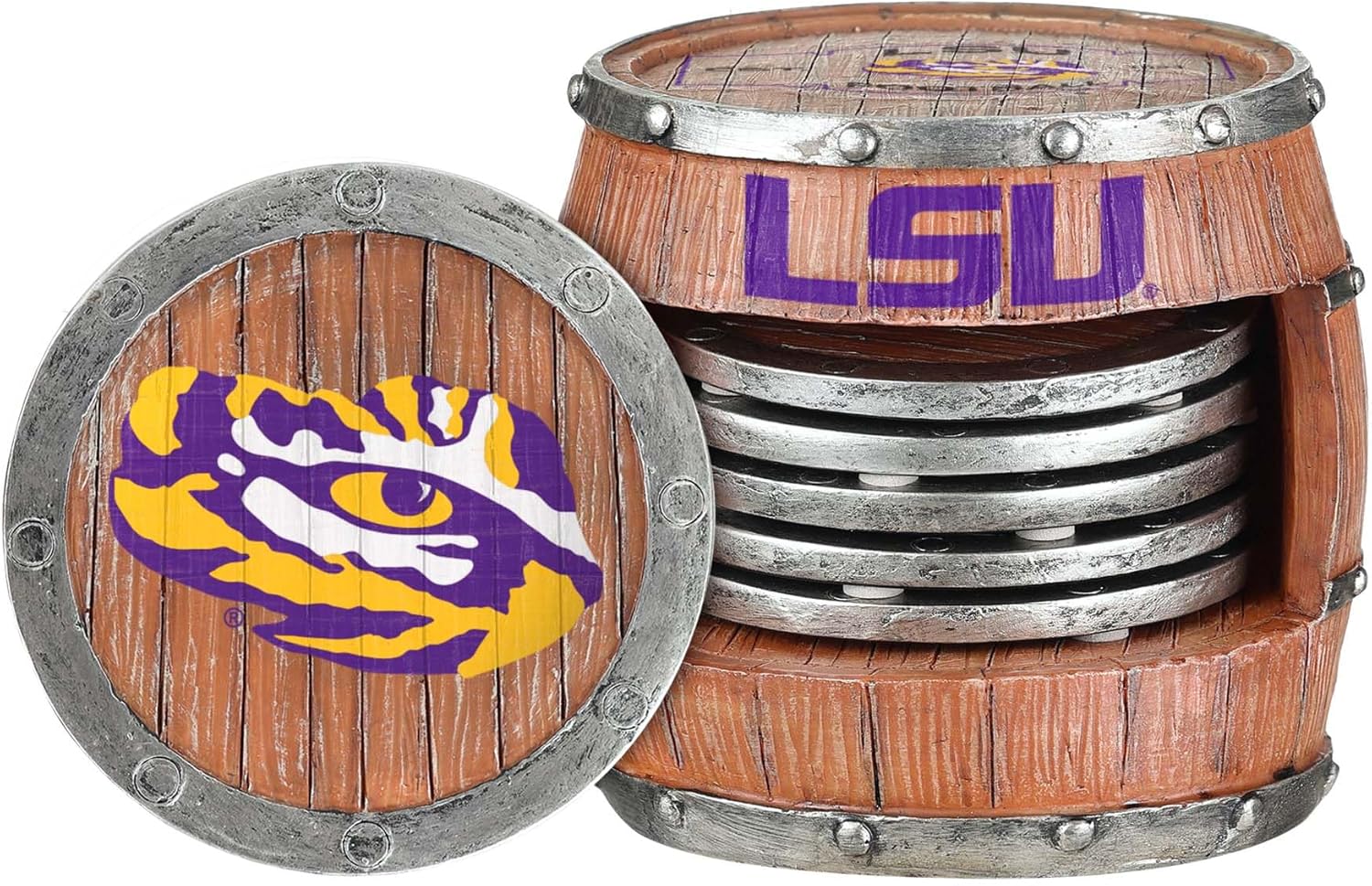 FOCO NCAA College Team Logo 5-Pack Barrel Beverage Drink Coaster Set