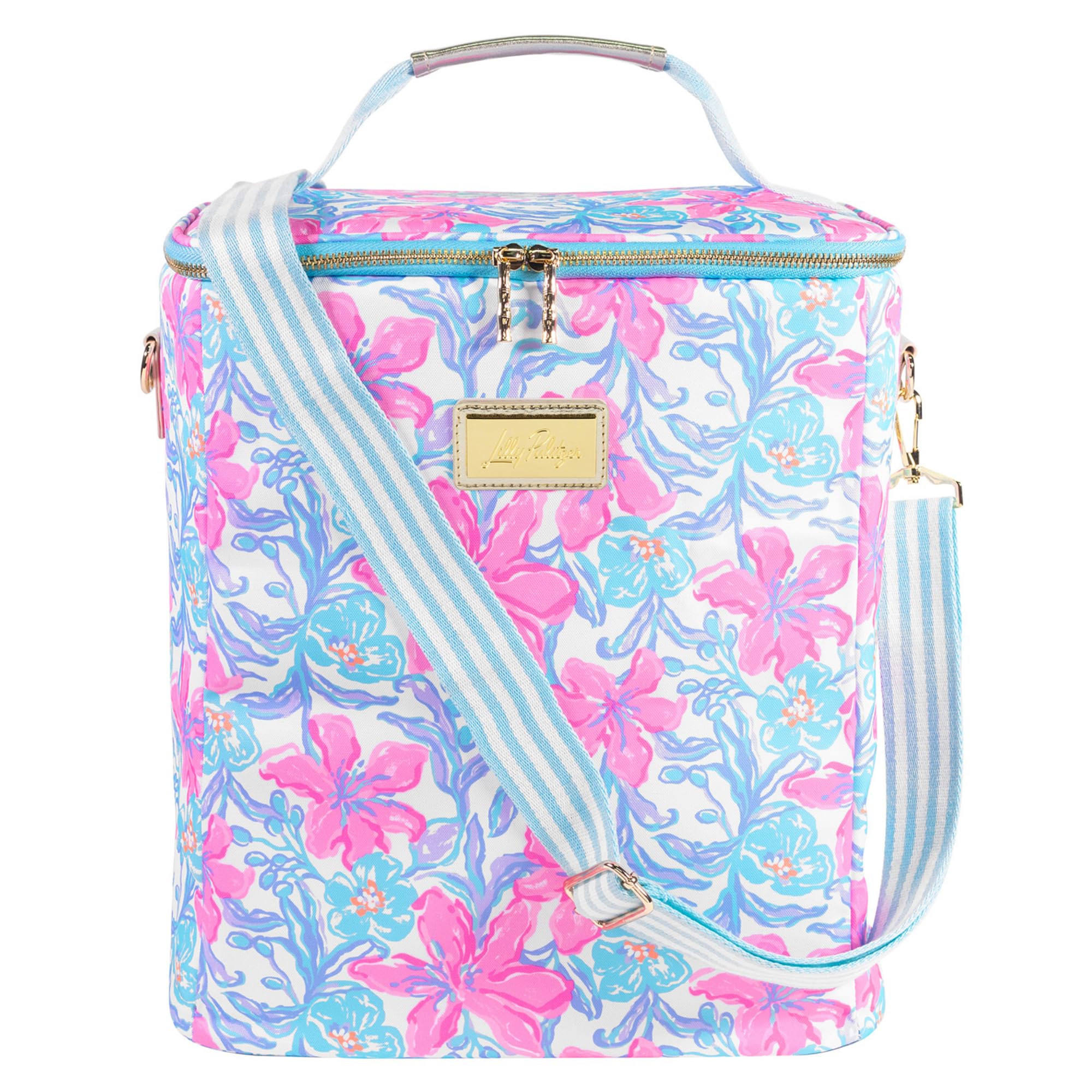 Lilly Pulitzer Insulated Wine Carrier, Cooler Bag Holds up to 4 Bottles of Wine, Soft Cooler with Adjustable/Removable Strap and Double Zipper Close (