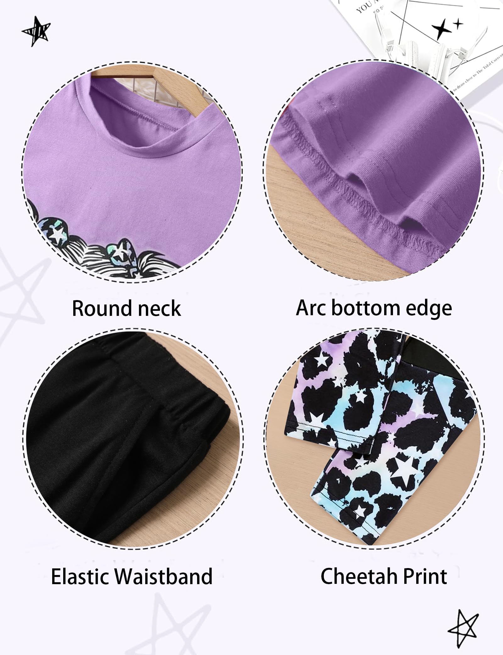 Conjunto de 2 piezas de pantalones de verano de manga corta y leggings largos de camuflaje, 6-14T