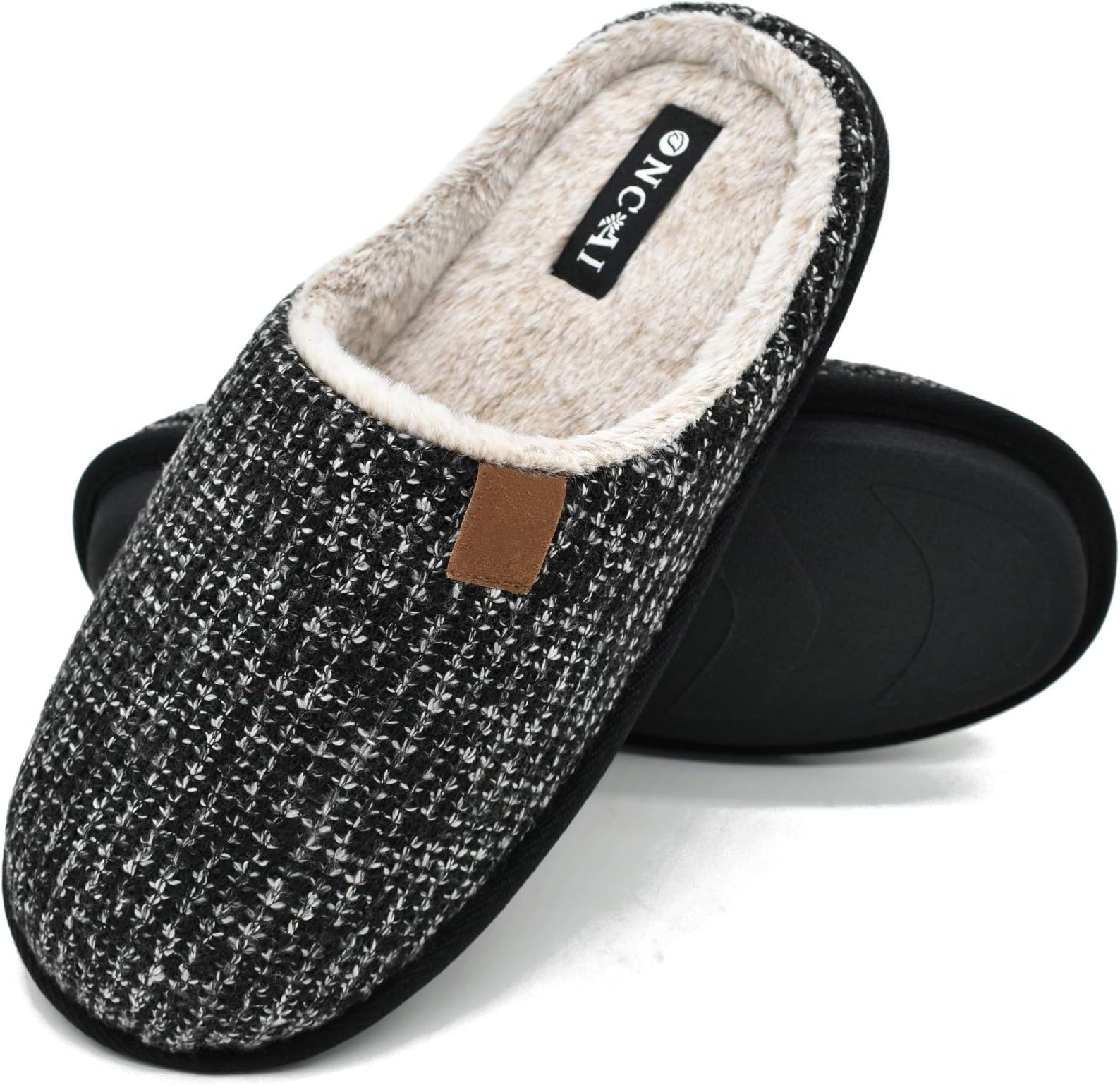 ONCAIMens Cozy Memory Foam Scuff Slippers Slip On Warm House Shoes Indoor/Outdoor With Best Arch Surpport Size 7-15