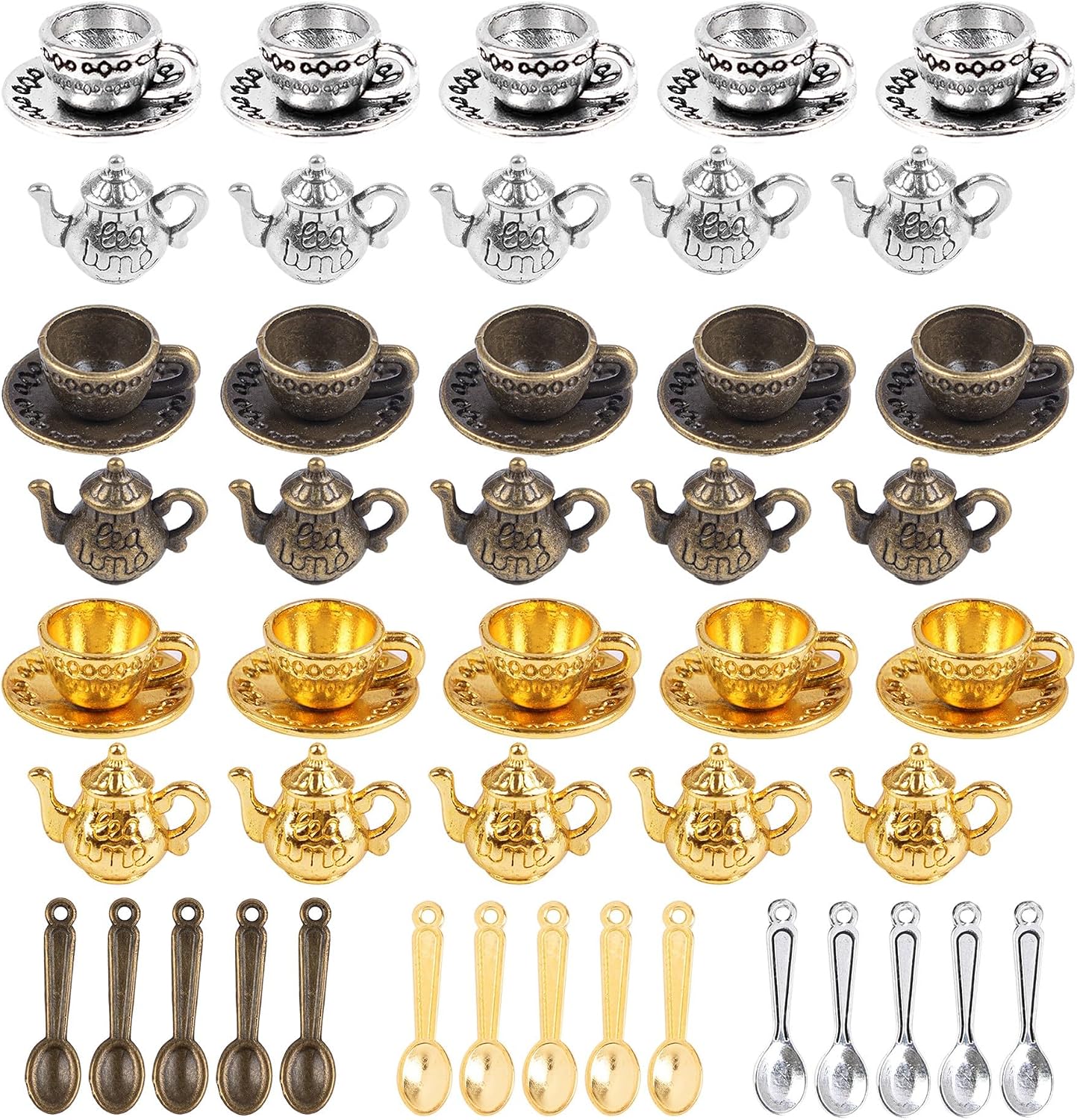 Framendino,45 Pack Tea Cup Charms Coffee Mug Pendant for DIY Jewelry Making