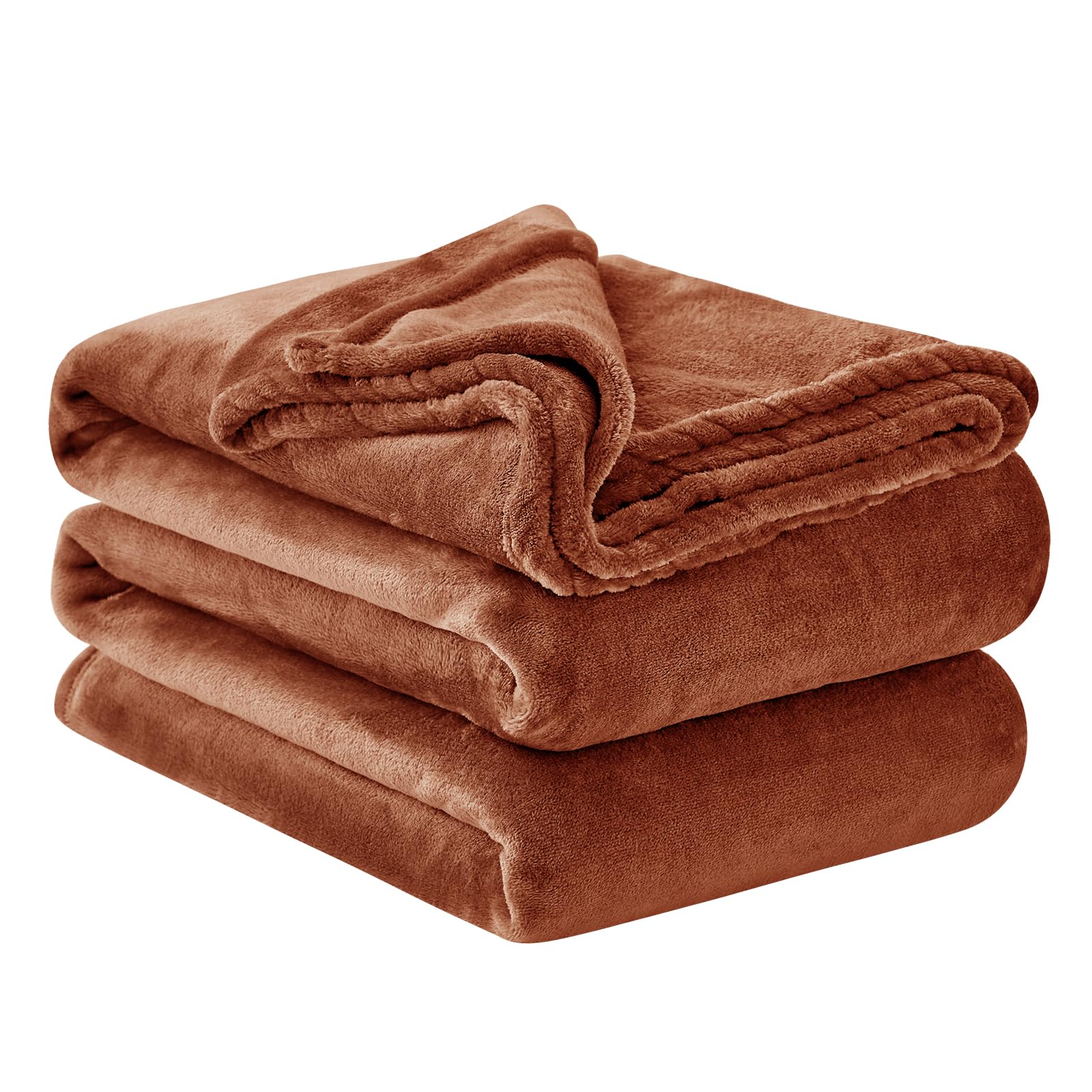 Aisbo Terracotta Throws Blanket for Sofas - Bed Throw King Size Fluffy Blanket Fleece, Warm Soft Flannel Blanket for Couch, 200x240cm