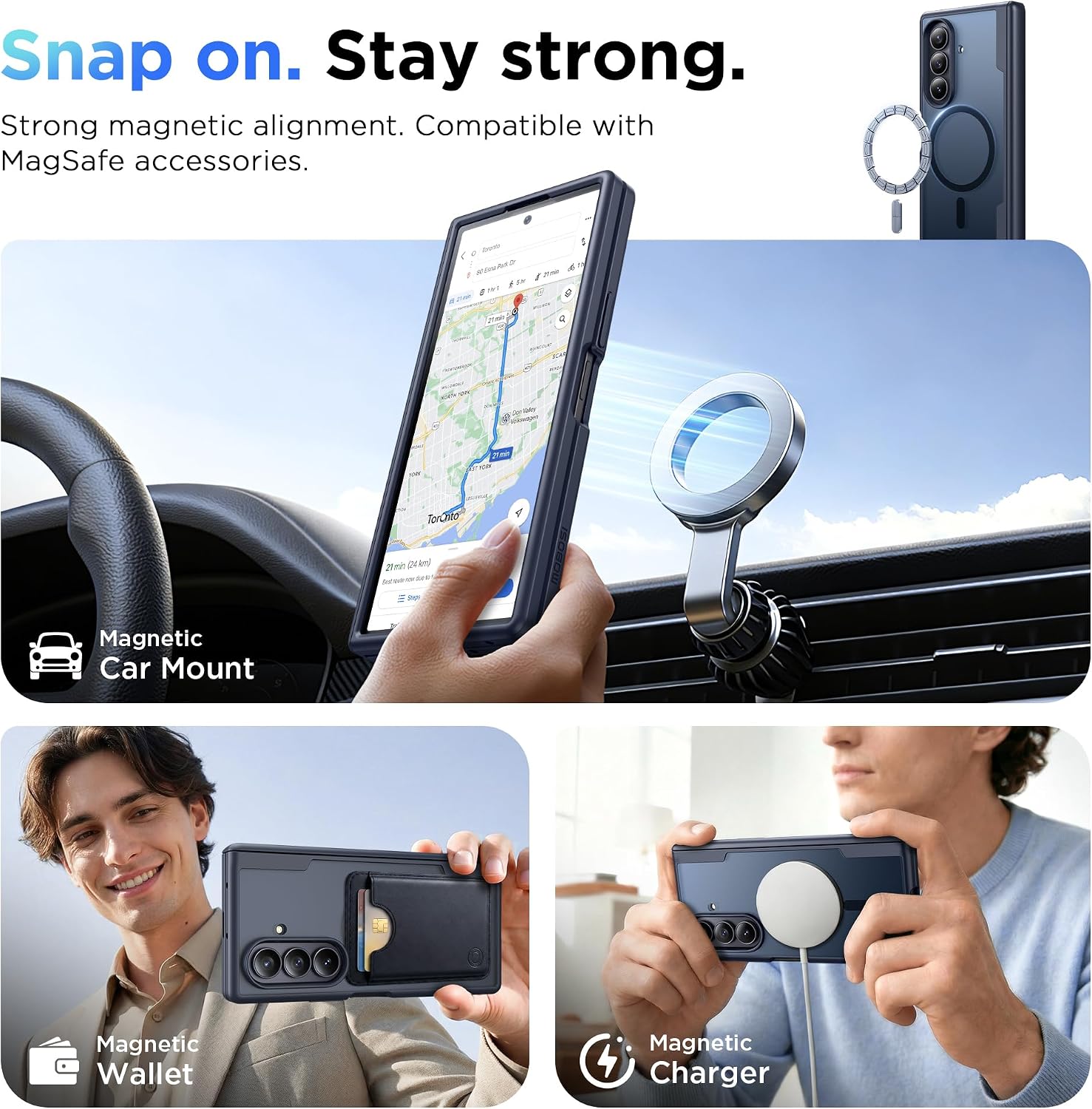  Magnetic for Z Fold 7 Case with Screen Protector, Black thumbnail