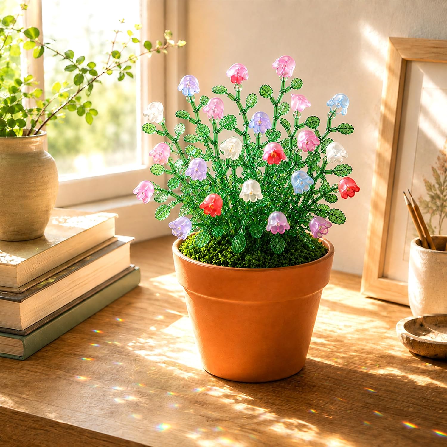 Lily Beaded Plant Kit, Beaded Plant Kit with Artificial Moss and Pots