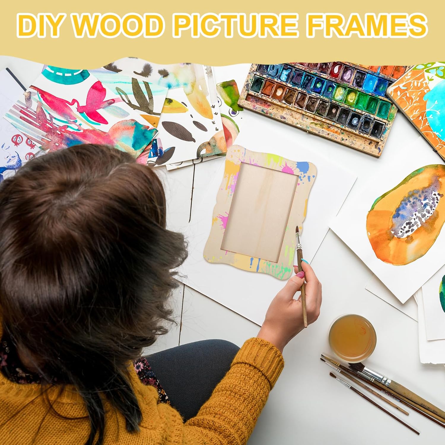 60 Pcs Wooden Picture Frames for Crafts, 4" X 6" DIY Wood Photo Frames Craft, Unfinished Picture Frames for Birthday, Wedding, Christmas Gifts & Home Decor