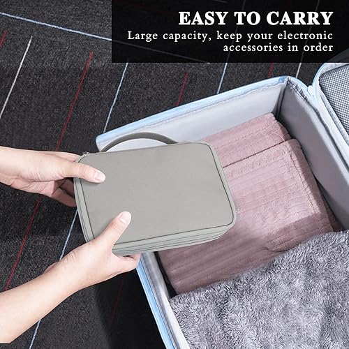 Miniatura 7 de FYY Organizador electrónico, organizador de cables de viaje, bolsa de accesorios electrónicos, funda de transporte portátil de doble capa,