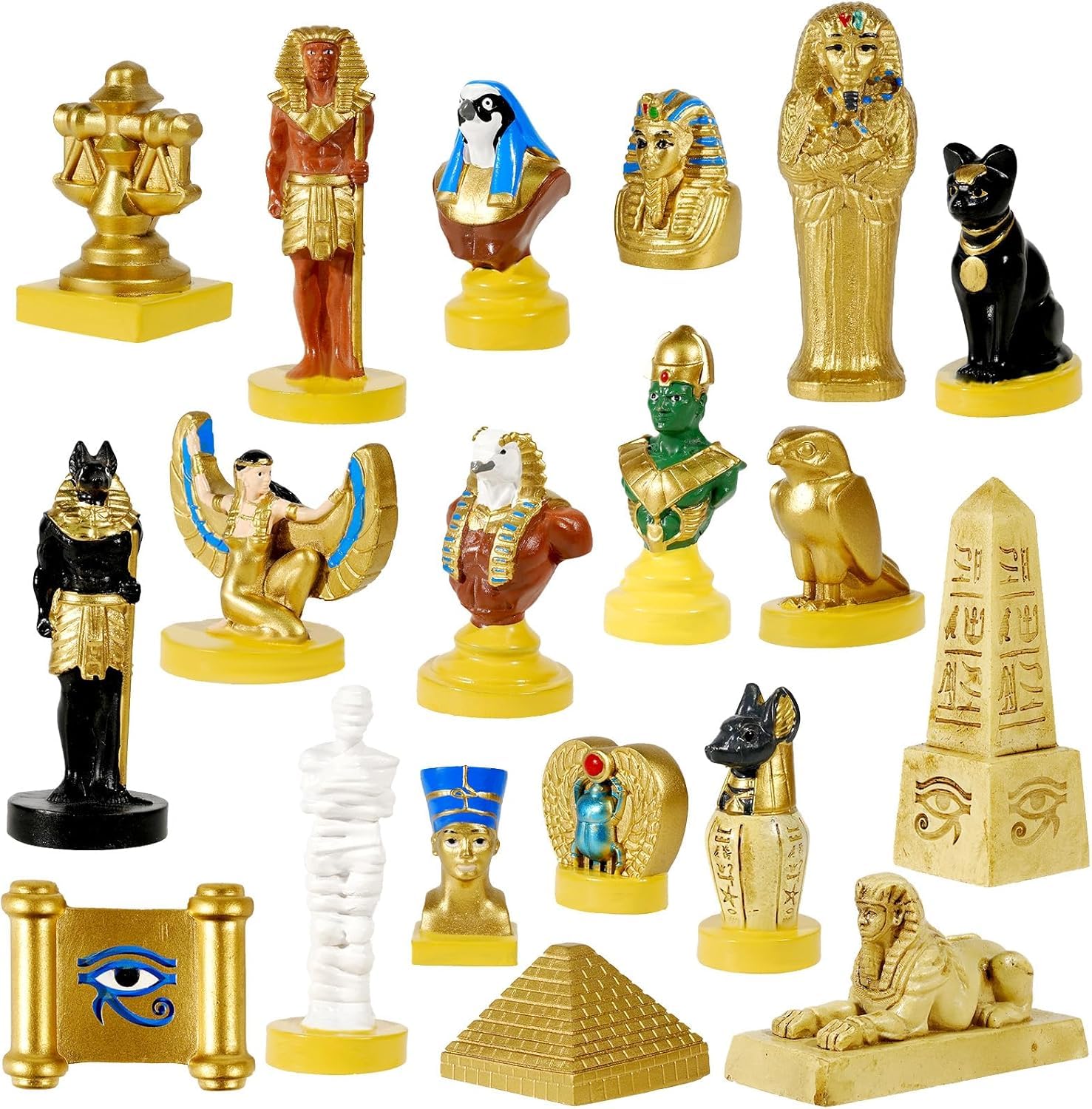 GW Box 19 Pcs Egyptian Figurines Decoration Set Ancient Egypt