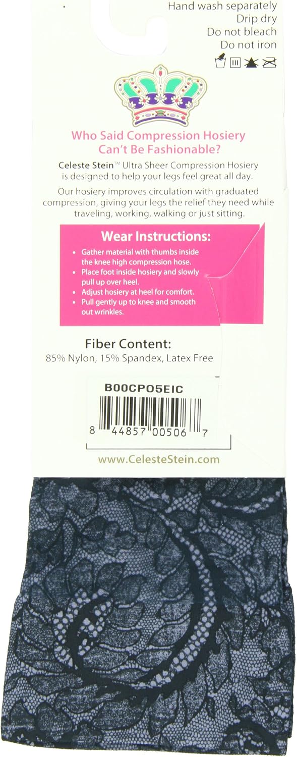 Celeste Stein Therapeutic Compression Socks, BW Lace, 15-20 mmhg, 1 Pair, 0.6 Ounce (CMPS2-1809)