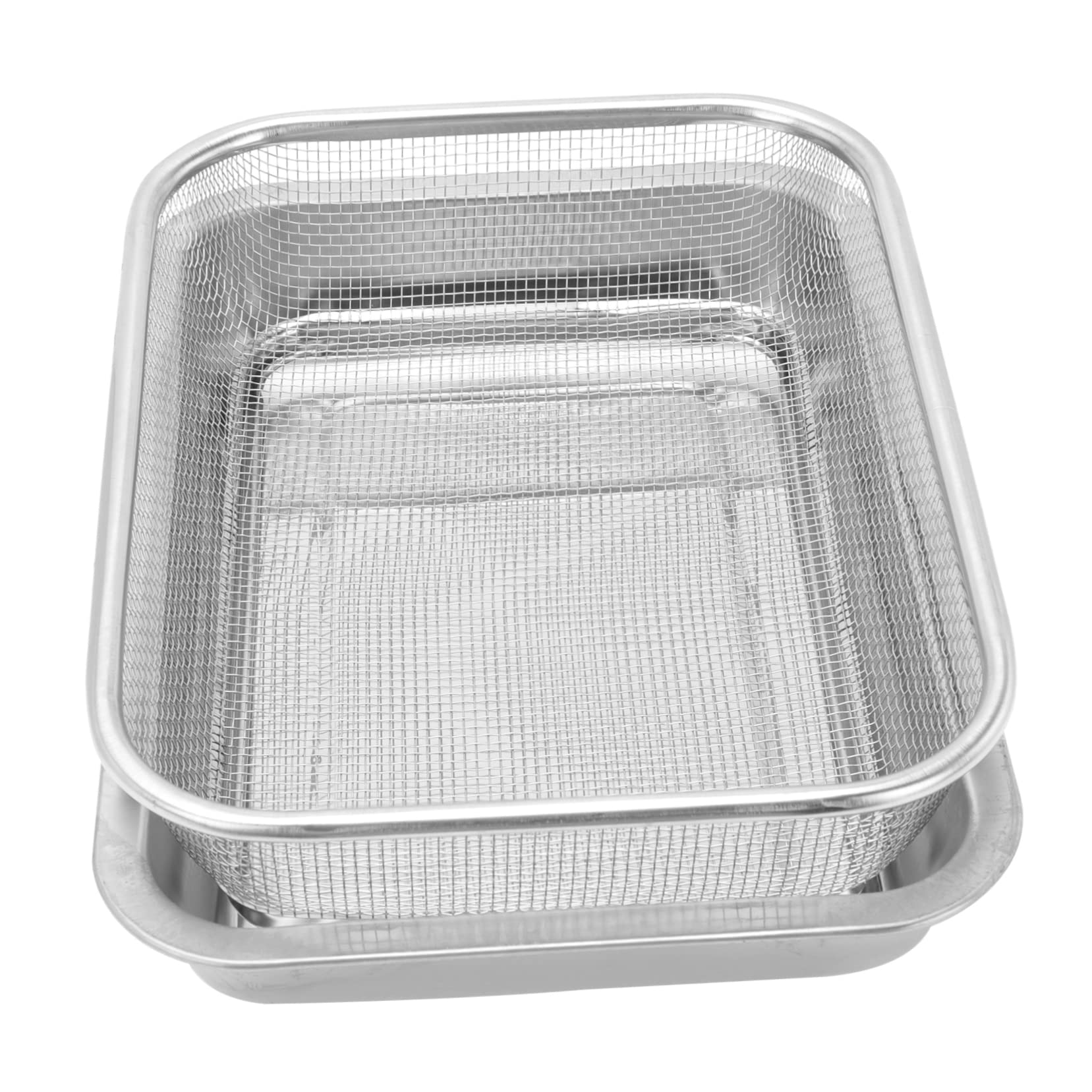 HEALLILY 1Set Stainless Steel Oil Drain Tool Multi Functional Rectangular Rack for Cooking Baking Cooling Dishwasher Resistant Kitchen Gadget