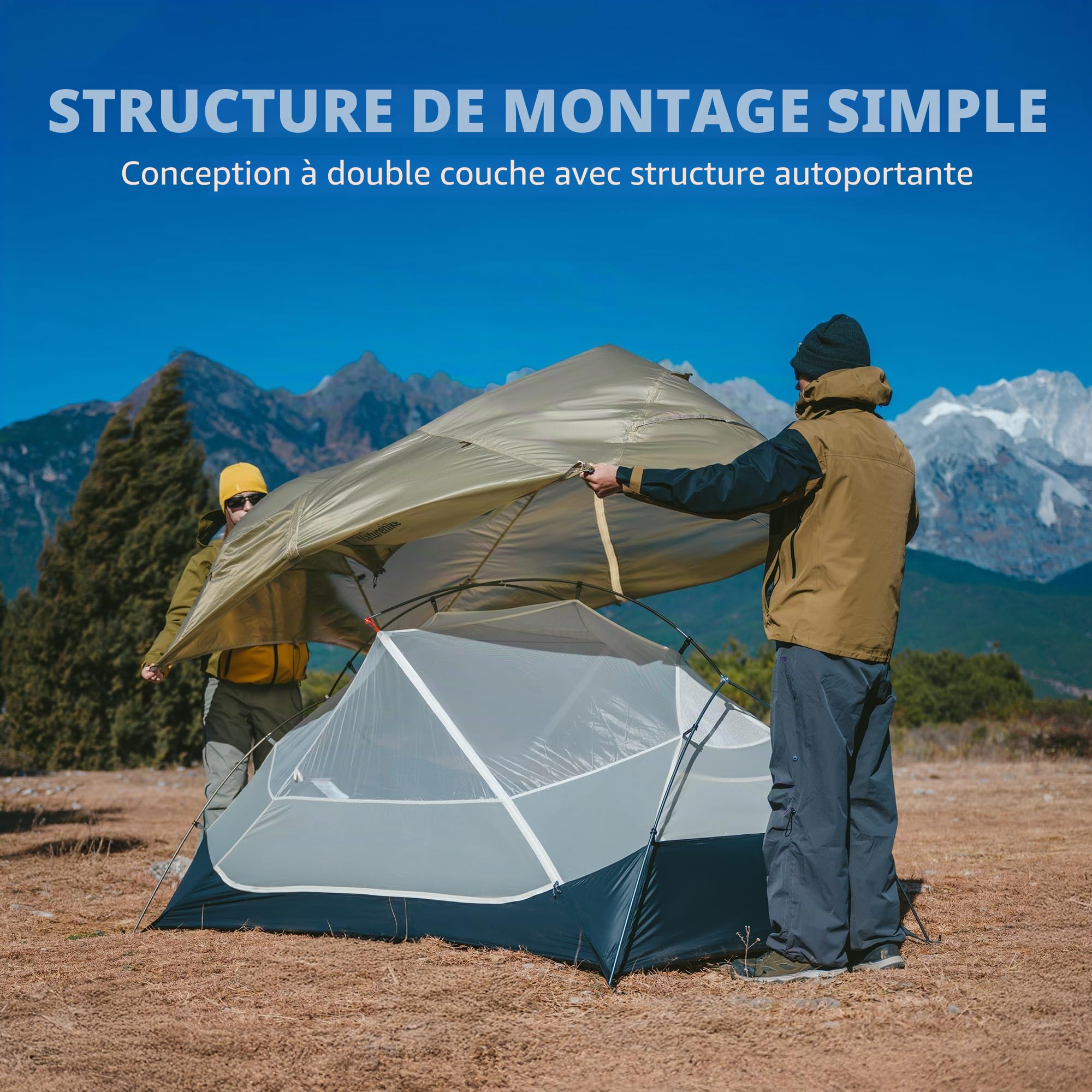 Naturehike Mongar UL Tente Ultra Légère Coupe-Vent Imperméable Double Portable 1/2 Personnes Tente 3-4 Saisons pour Camping Randonnée