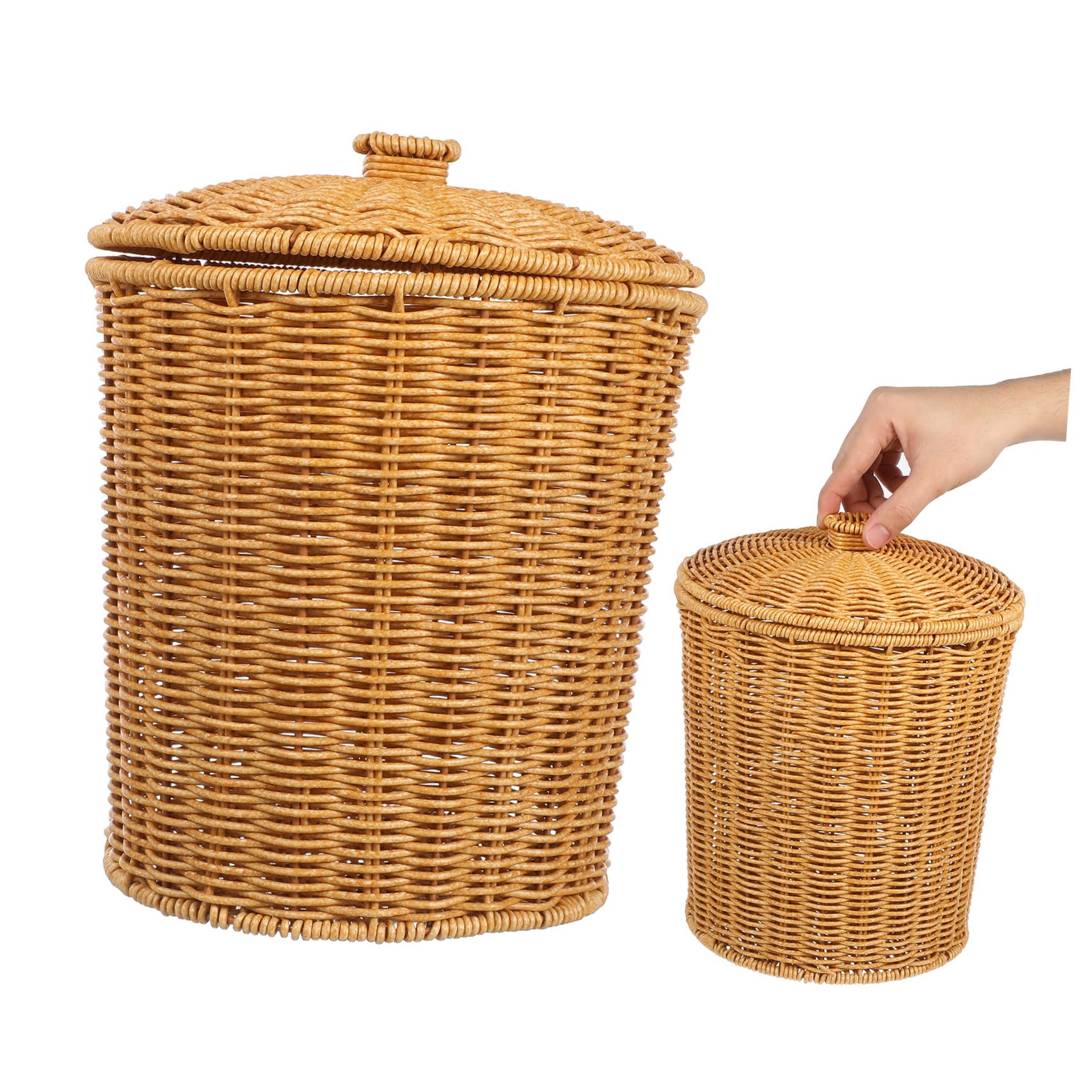 Panier de rangement en rotin BESPORTBLE robuste et élégant avec couvercle
