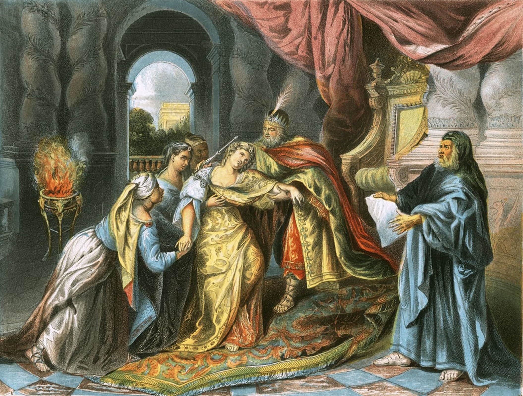 POSTERIIk Famous Modern Artwork Art Mural Esther Before Ahasuerus by Charles Antoine Coypel Oil Paintings Pictures for Home Decor 60x90cm