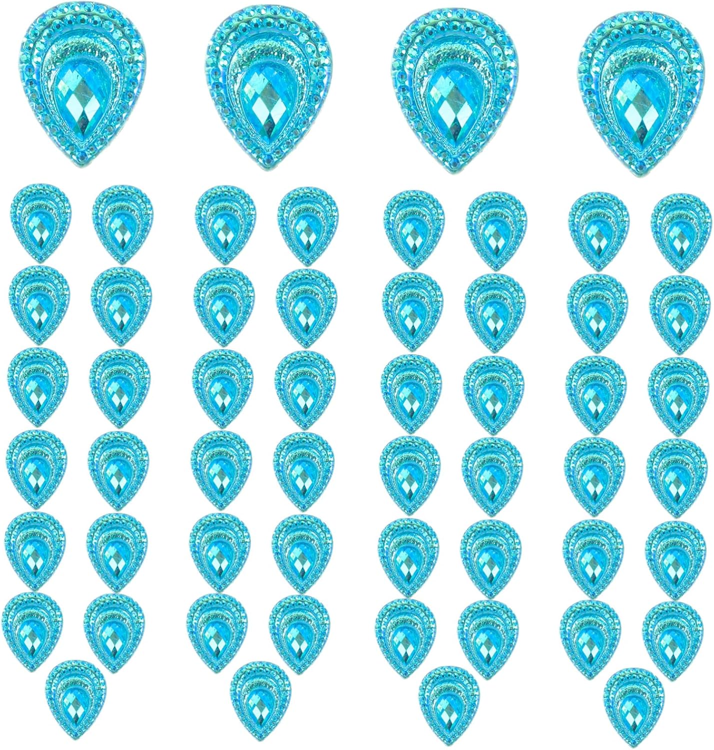 50pcs Teardrop Flatback Rhinestones for Crafts and Decoration