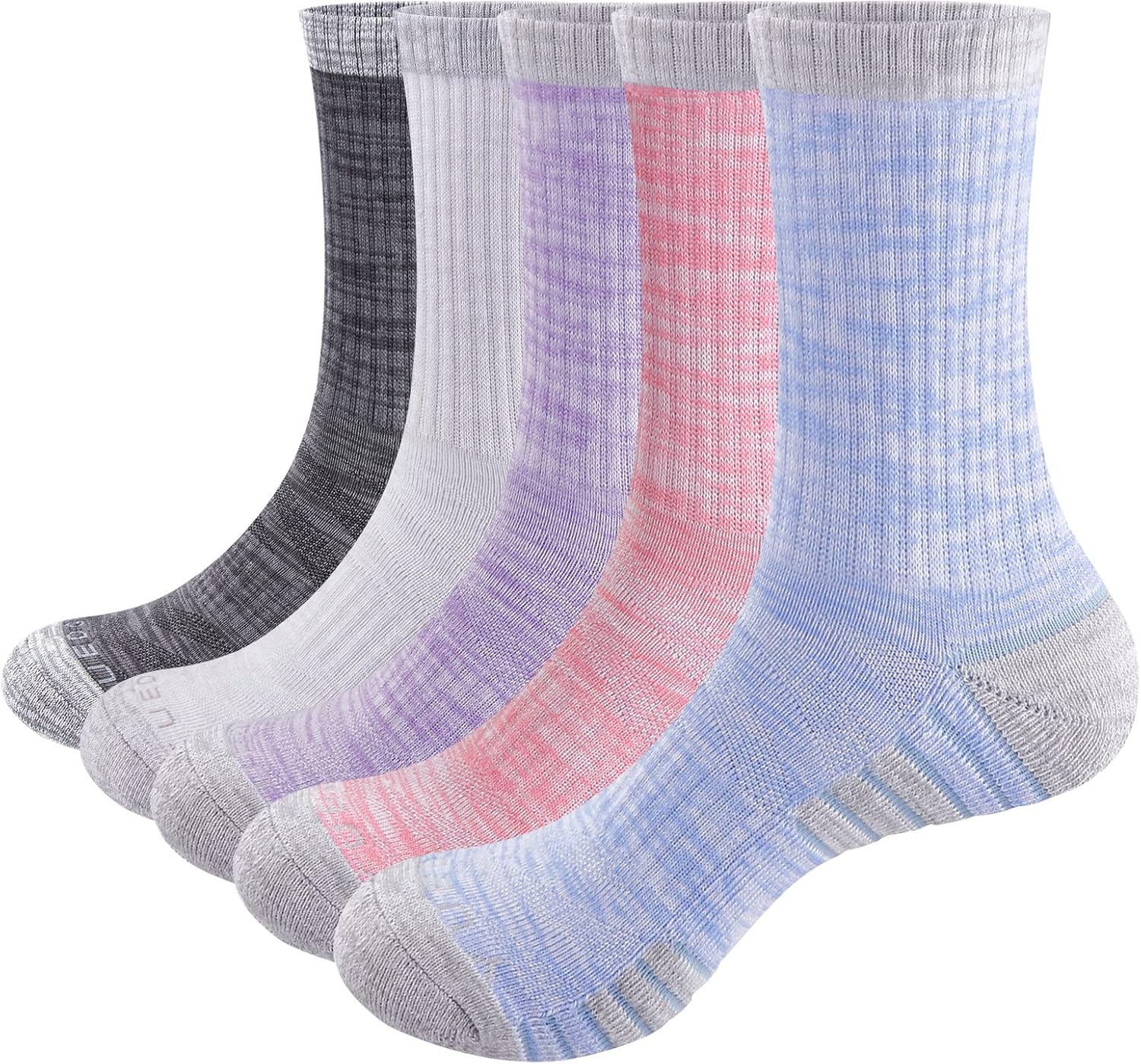 YUEDGE Womens Socks Moisture Wicking Cotton Cushioned Crew Socks For Women, Performance Gym Tennis Training Athletic Socks
