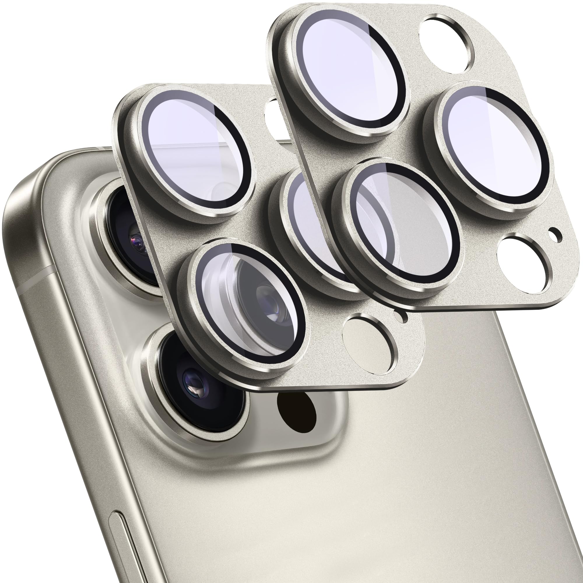SHANG PIN JIA 2 Pack Camera Lens Protector for iPhone 16 Pro/16 Pro Max,[Not Easy to Breakn ] AR Tempered Glass Strong Adsorption Metal Camera Cover