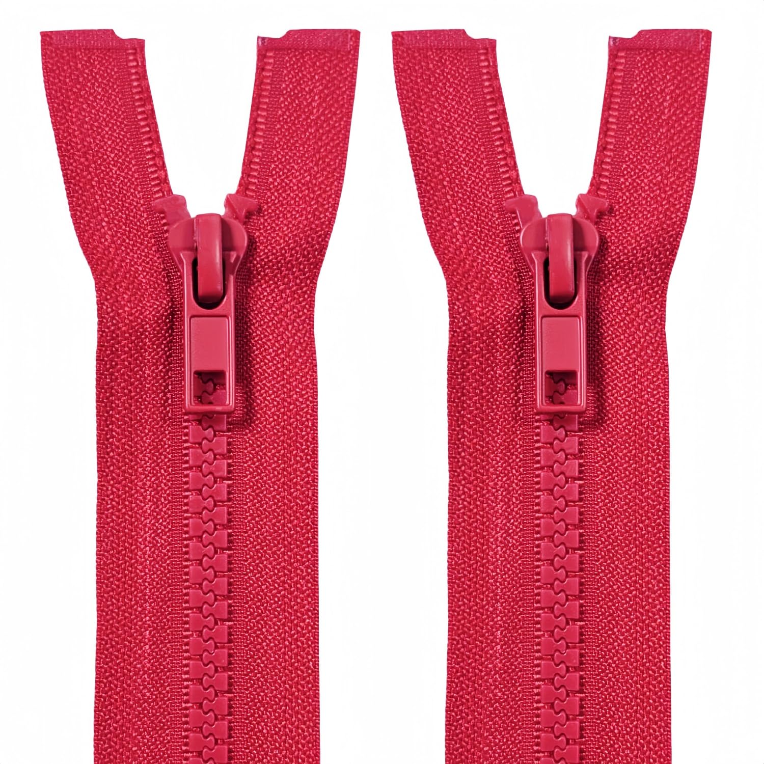 MebuZip 2PCS #5 16 Inch Separating Jacket Zippers for Sewing (Red)