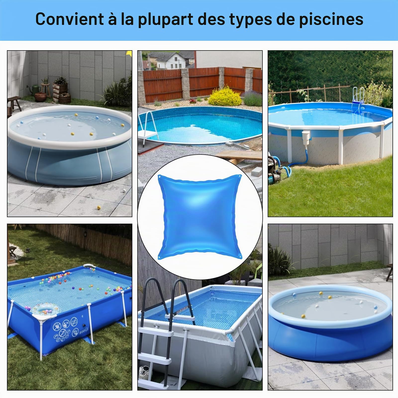 Coussin de piscine - Rectangulaire - 120 x 120 cm - Pour couverture de piscine - Résistant à l'hiver