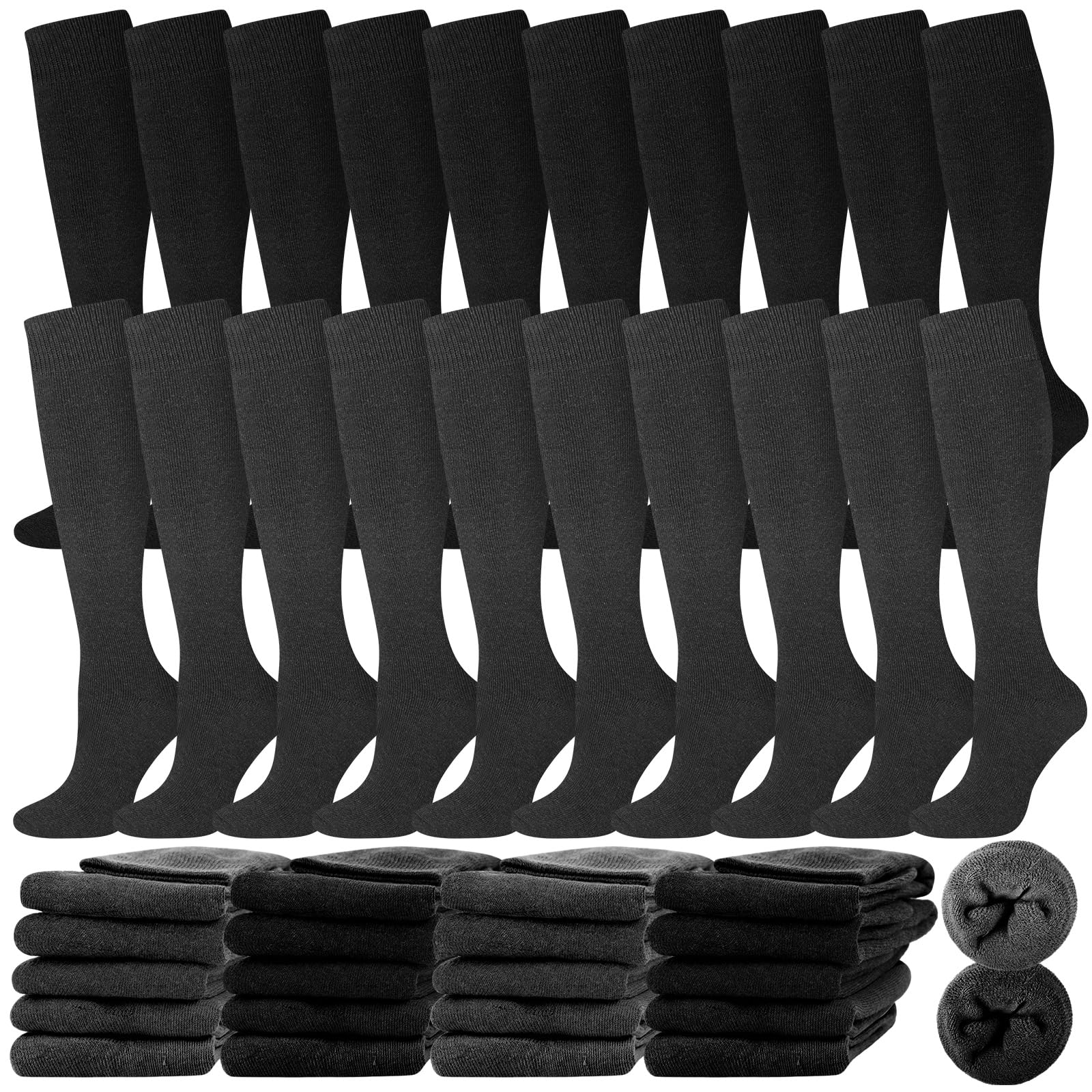 Ramede 20 pares de calcetines cálidos hasta la rodilla para mujer, calcetines térmicos largos de invierno gruesos para el trabajo y el hogar, regalos