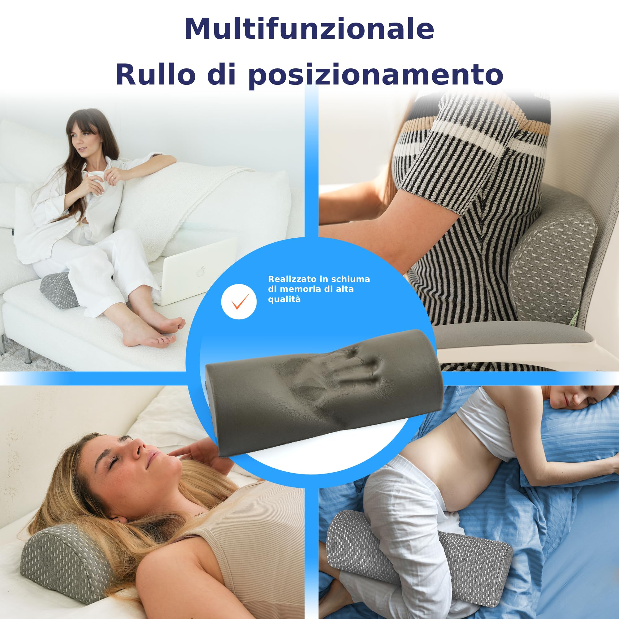 Cuscino Memory Foam Per Ginocchia E Gravidanza | Durezza Media, Rivestimento OEKO-TEX, Grigio - Foto 8