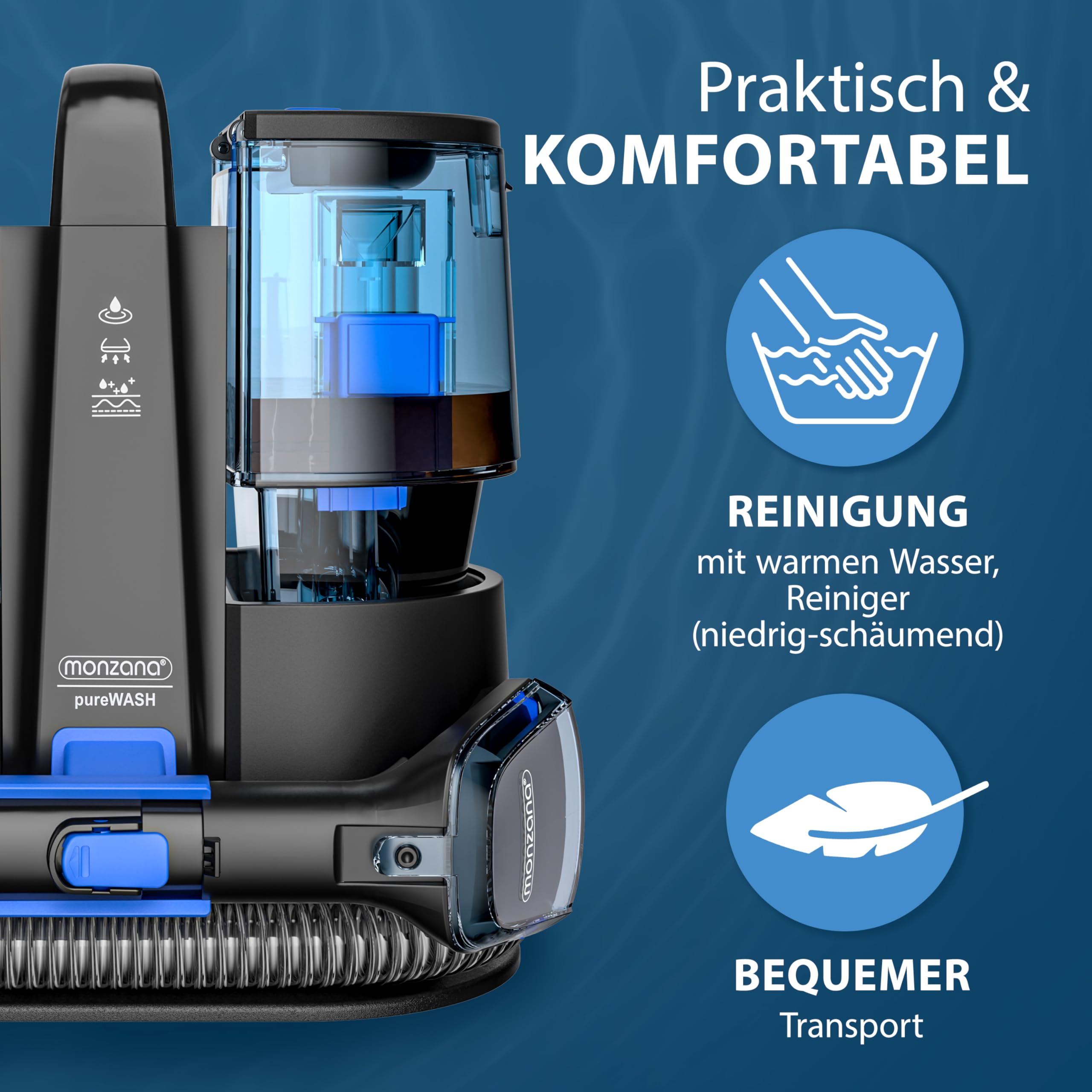 MONZANA® Shampouineuse 400W Aspirateur laveur portable Nettoyeur pour canapé tissus tapis moquettes voiture avec double réservoirs