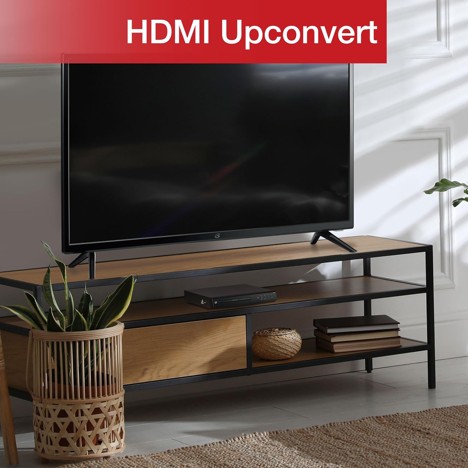 GPX DH300B DVD Player connected to a TV via HDMI