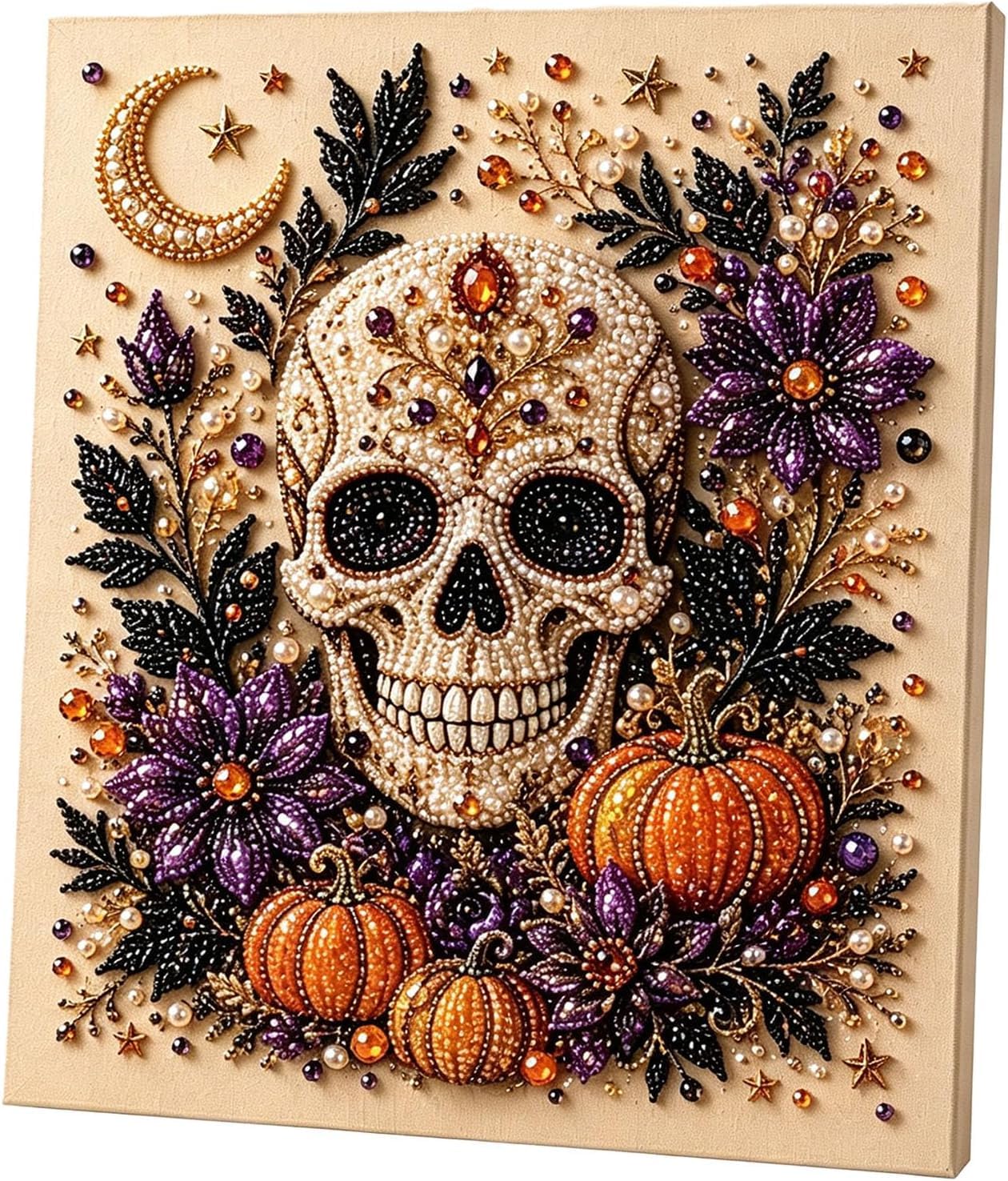 Pluffy Hole Halloween Ghost Pearl Art Diy Kit Spooky Festive Wall Art (Hole)