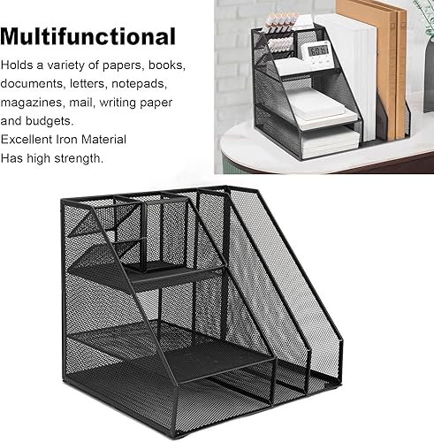 Miniatura 3 de Metal Mesh Desk Organizer, Multifunctional Pen Holder & Office Supplies Organizer with Durable Lightweight Black Iron Design