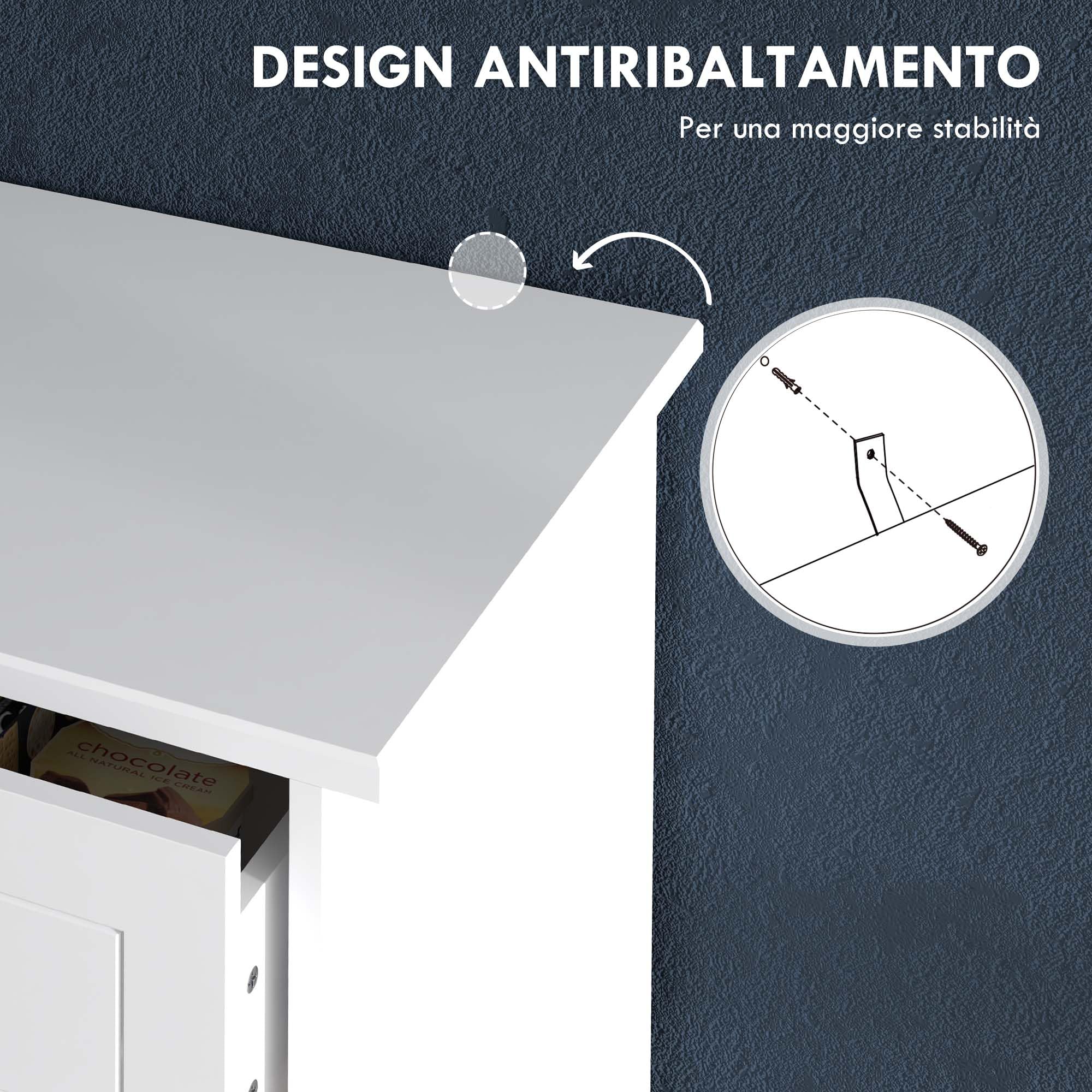 HOMCOM Cassettiera Camera da Letto, Cassettiera 5 Cassetti in Legno con Maniglie, Comò Salvaspazio e Antiribaltamento, per Soggiorno, Camera da Letto e Ingresso, 74x40x91cm, Bianco