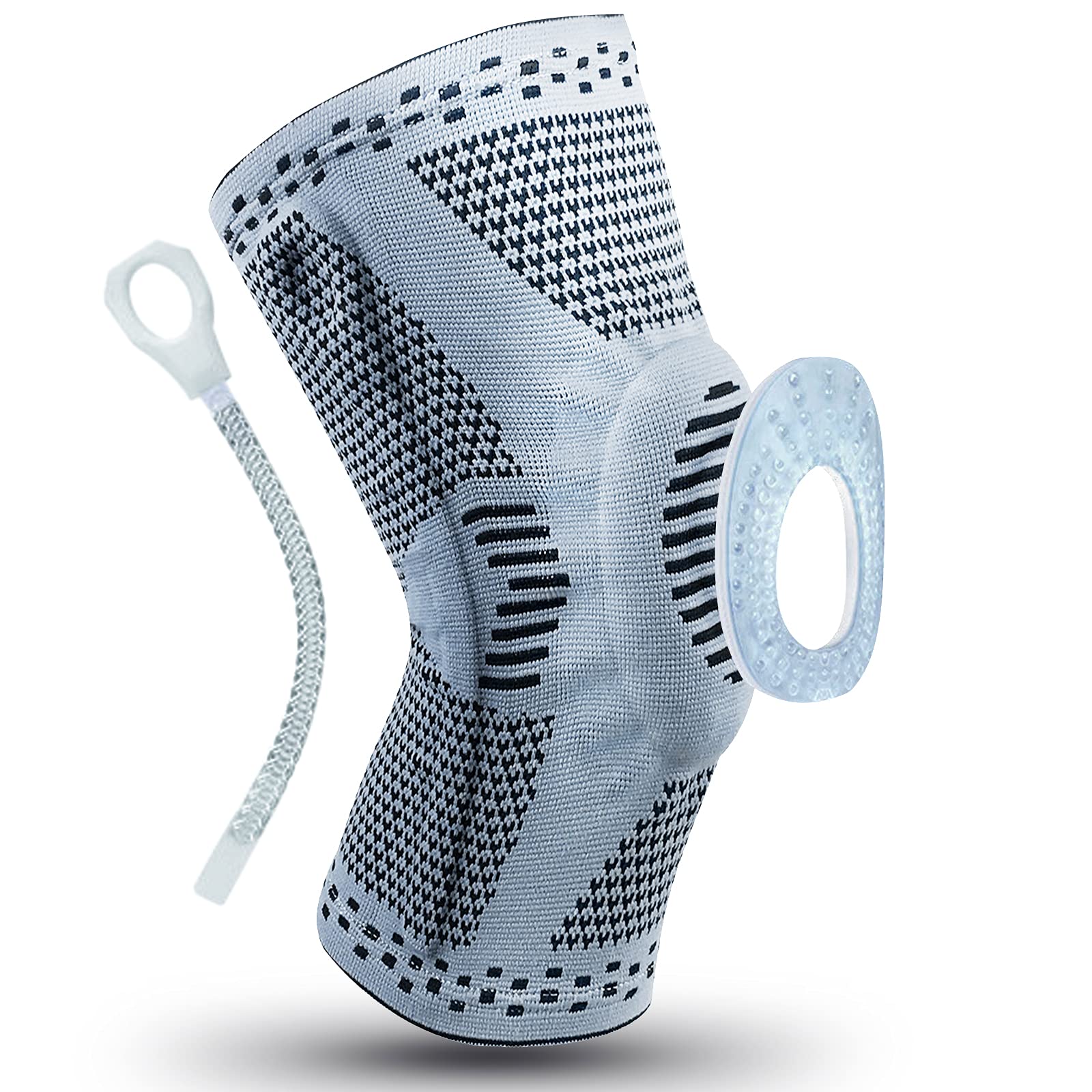 Aisrida Knee Braces, Compression Knee Sleeve for Men Women with Side Stabilizers + Silicone Patella Gel Pad for Sports, Fitness, Jogging, Basketball, Jogging, Running, Knee Pain Protector