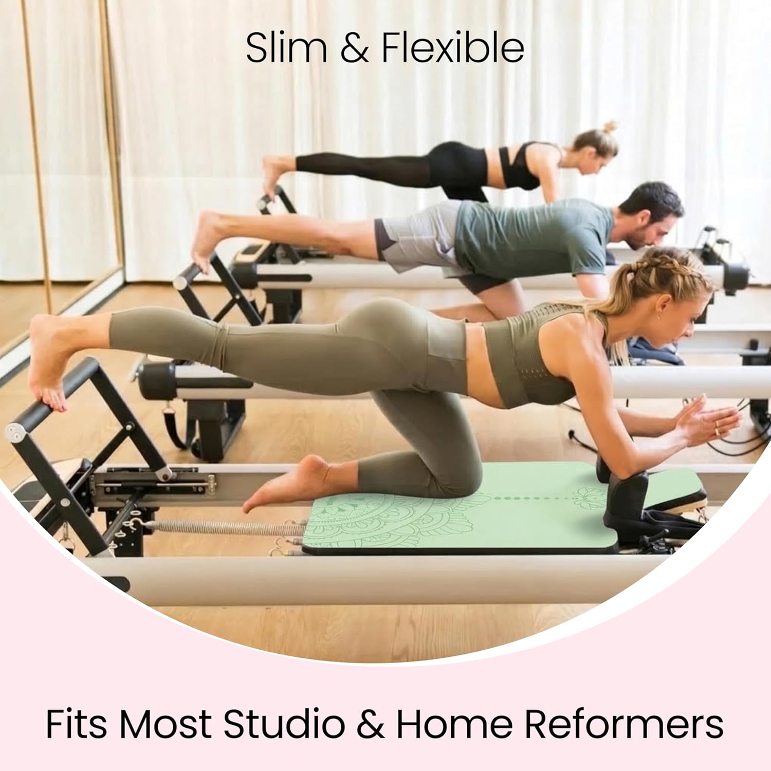 Pilates Reformer Mat Non Slip – Washable Reformer Mat Cover with Grip Socks & Mesh Bag, Sweat Absorbing Pilates Reformer Towel for Studio & Home Use
