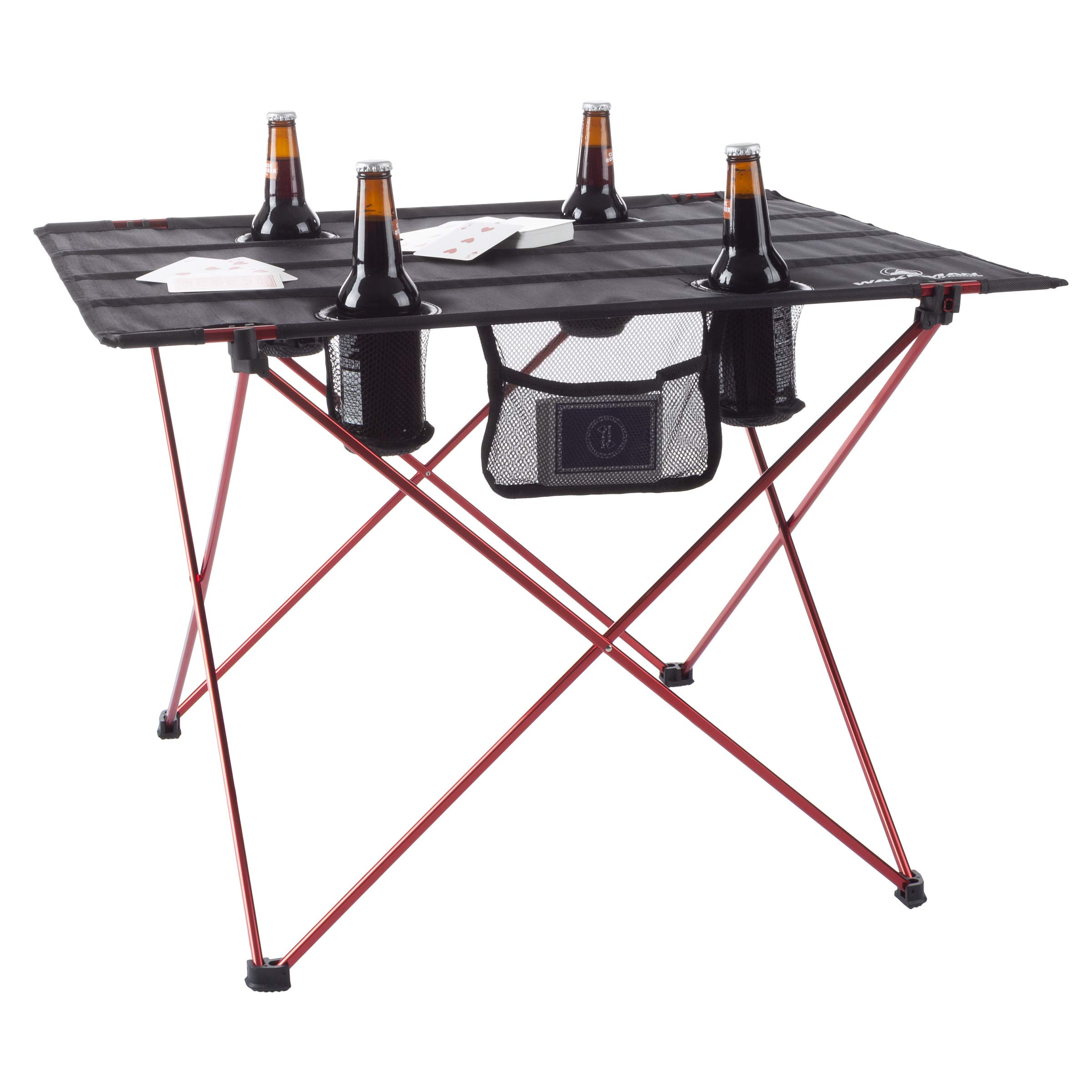 Wakeman Camp Table - Outdoor Folding Table with 4 Cupholders and Carrying Bag for Camping, Beach, Picnic, Sporting Events, and More Outdoors