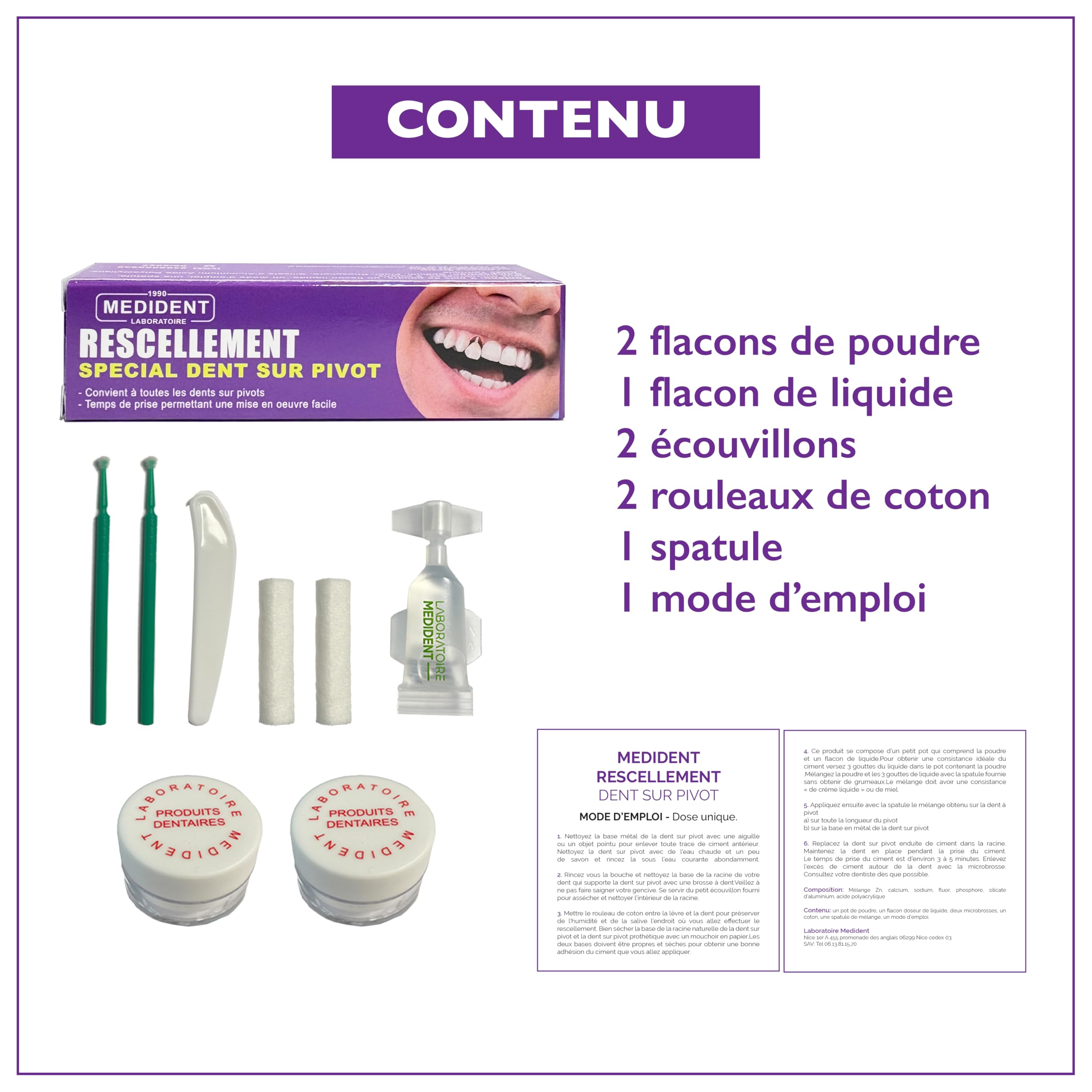 MEDIDENT RESCELLEMENT SPECIAL POUR DENT SUR PIVOT