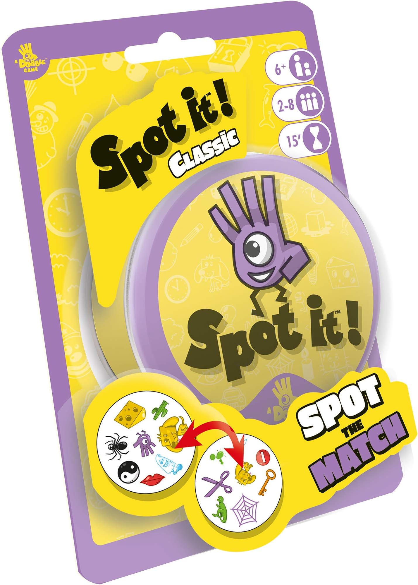 Spot It! Classic - Award-Winning Card Game with Endless Playability, Fast-Paced Observation Game for the Whole Family! Ages 6+, 2-8 Players, 15 Minute Playtime, Made by Zygomatic