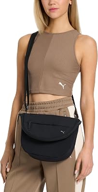 PUMA womens Calla Crossbody Bag in Crinkle Nylon with Adjustable Strap & Zip Closure