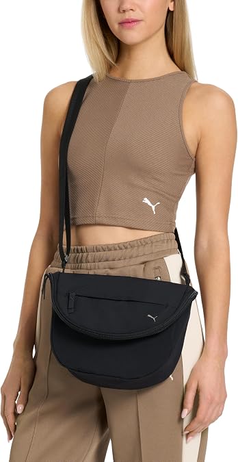 PUMA womens Calla Crossbody Bag in Crinkle Nylon with Adjustable Strap & Zip Closure